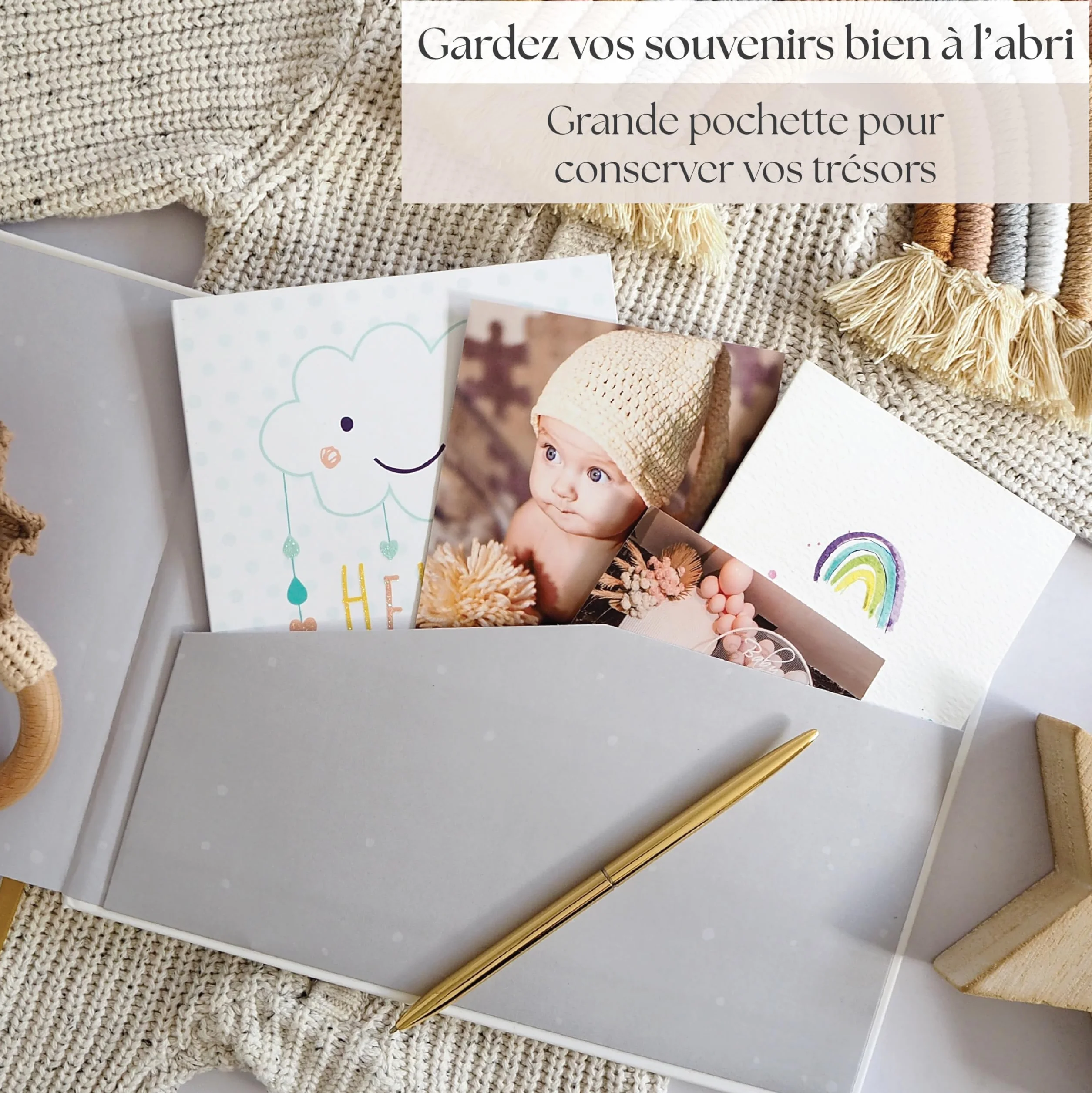 Journal de Grossesse de Luxe pour Futures Mamans - Carnet avec Calendrier, Scrapbook, Check-list, Organisateur et Livre de Naissance (Doré)