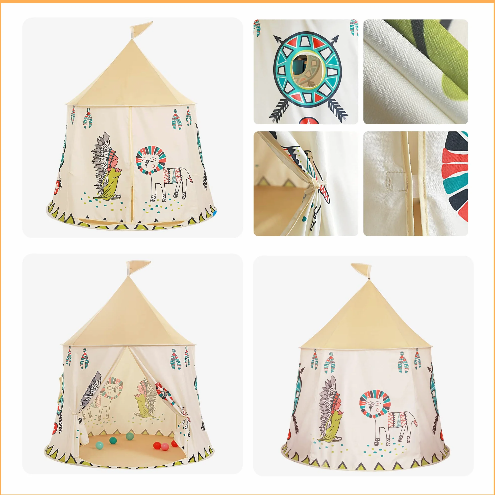 Tente de Jeu pour Enfants Pop-up Tipi Prinzessin Schlosszelt EN71