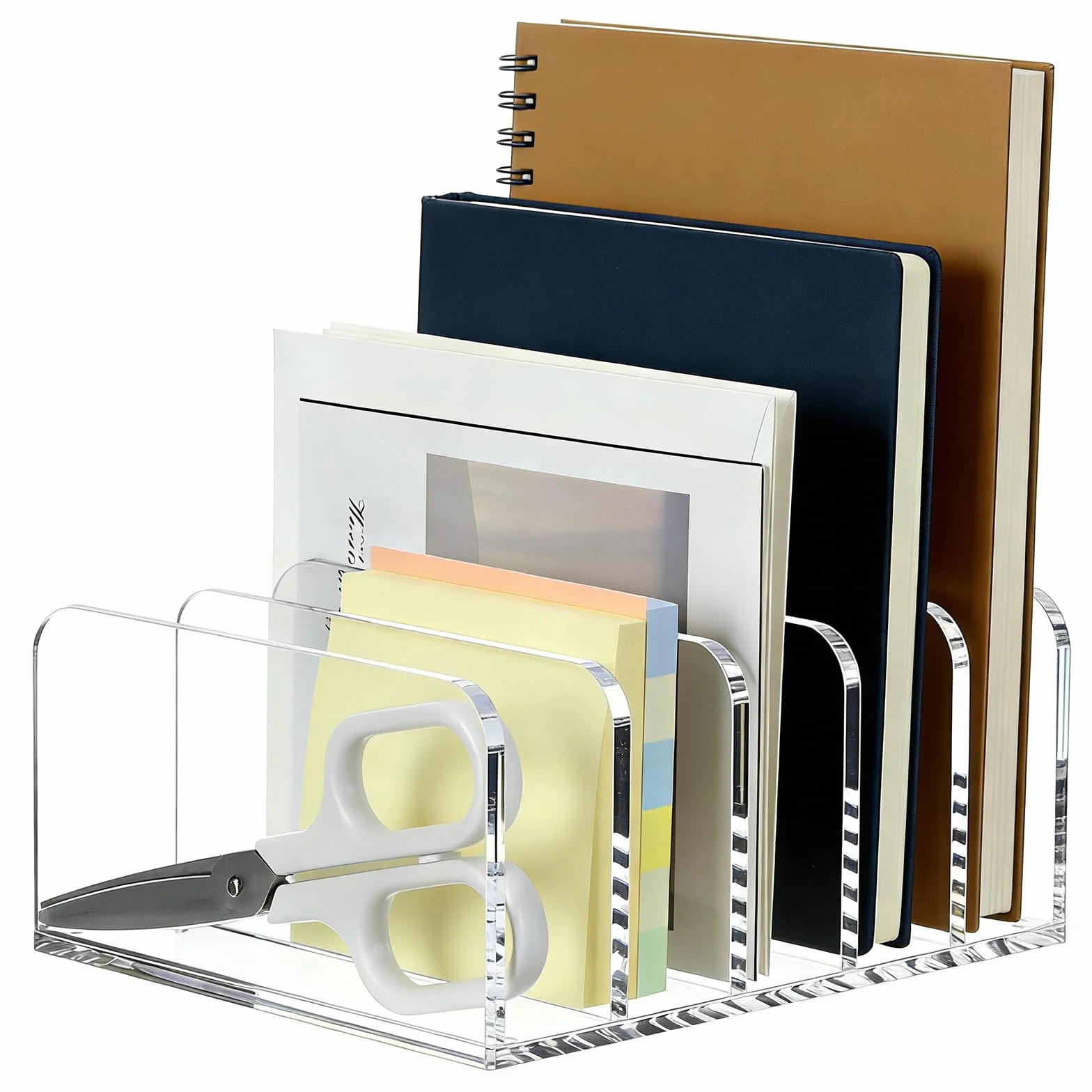 Organisateur de Bureau Acrylique 5 Compartiments Range Document Corbeille à Courrier