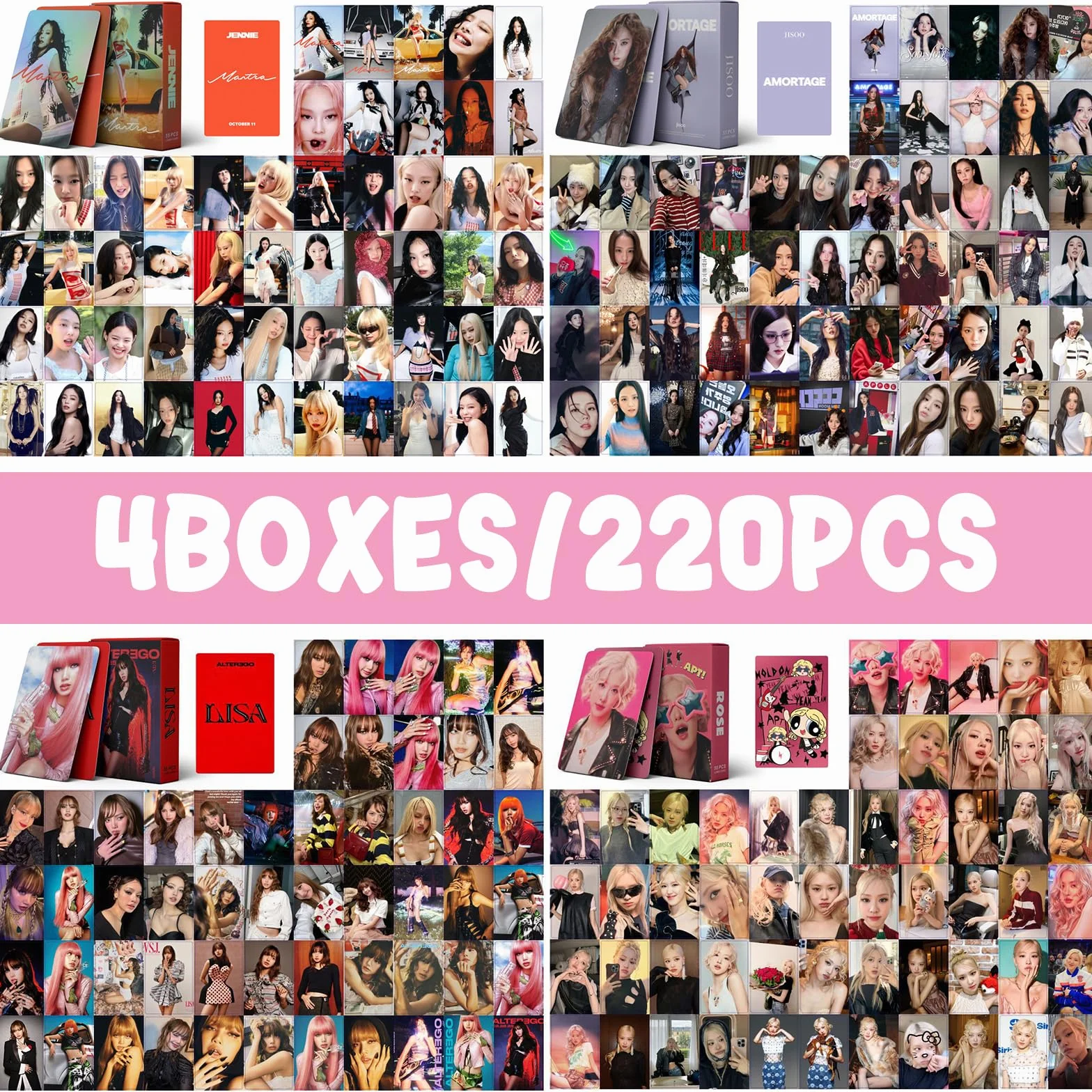 BlackPiink SOLO Photocards 4 Sets 220 pièces Cartes Album Born Merch