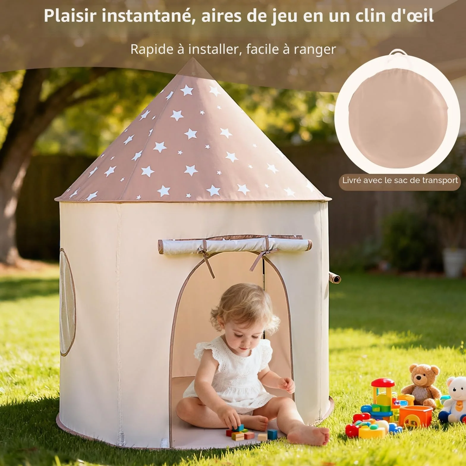 Tente de Jeu Enfants Intérieur 3-en-1 Pop Up Pliable avec Tunnel et Piscine à balles