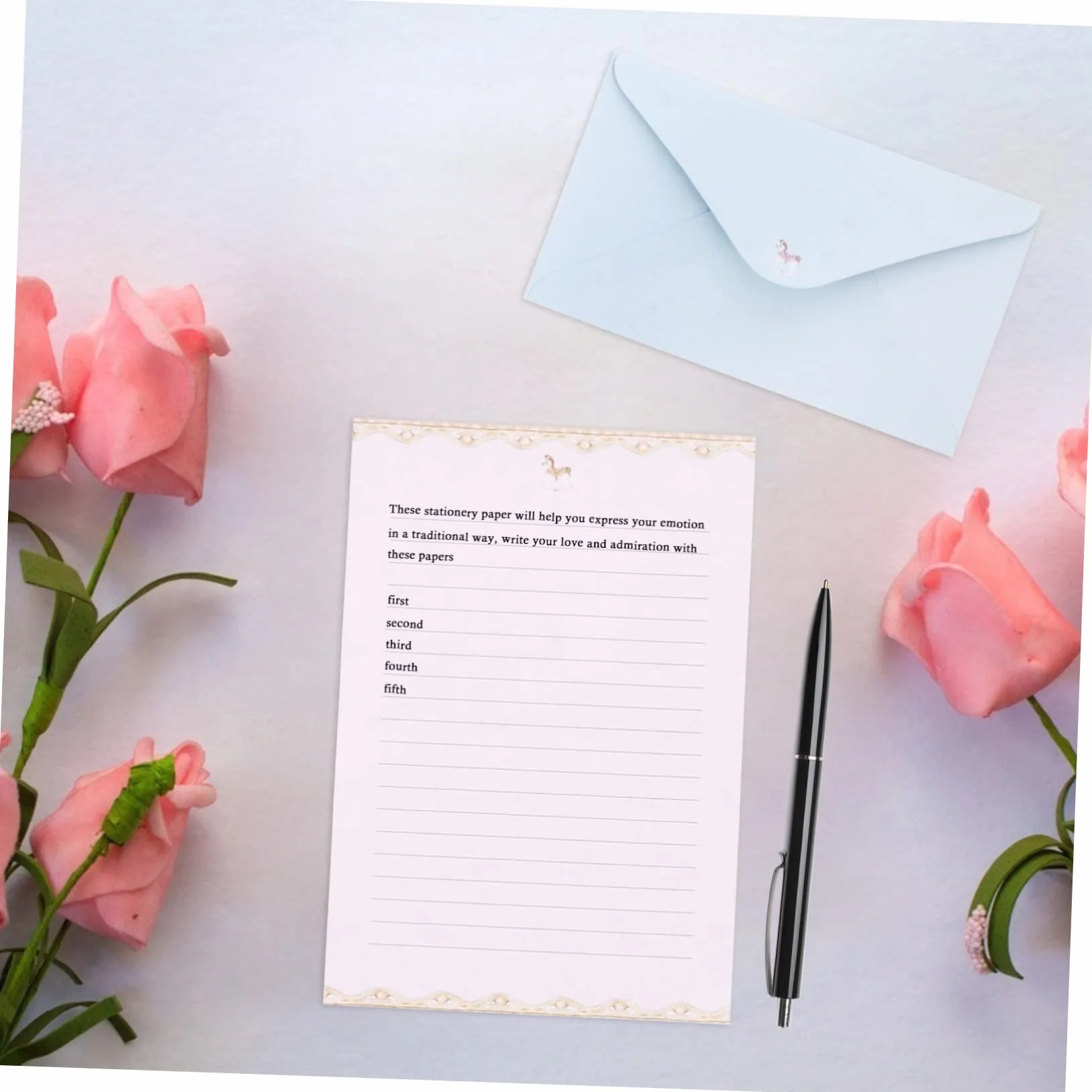 Ensemble de Papier à Lettres et Enveloppes A5 8 Sets Chic Élégant