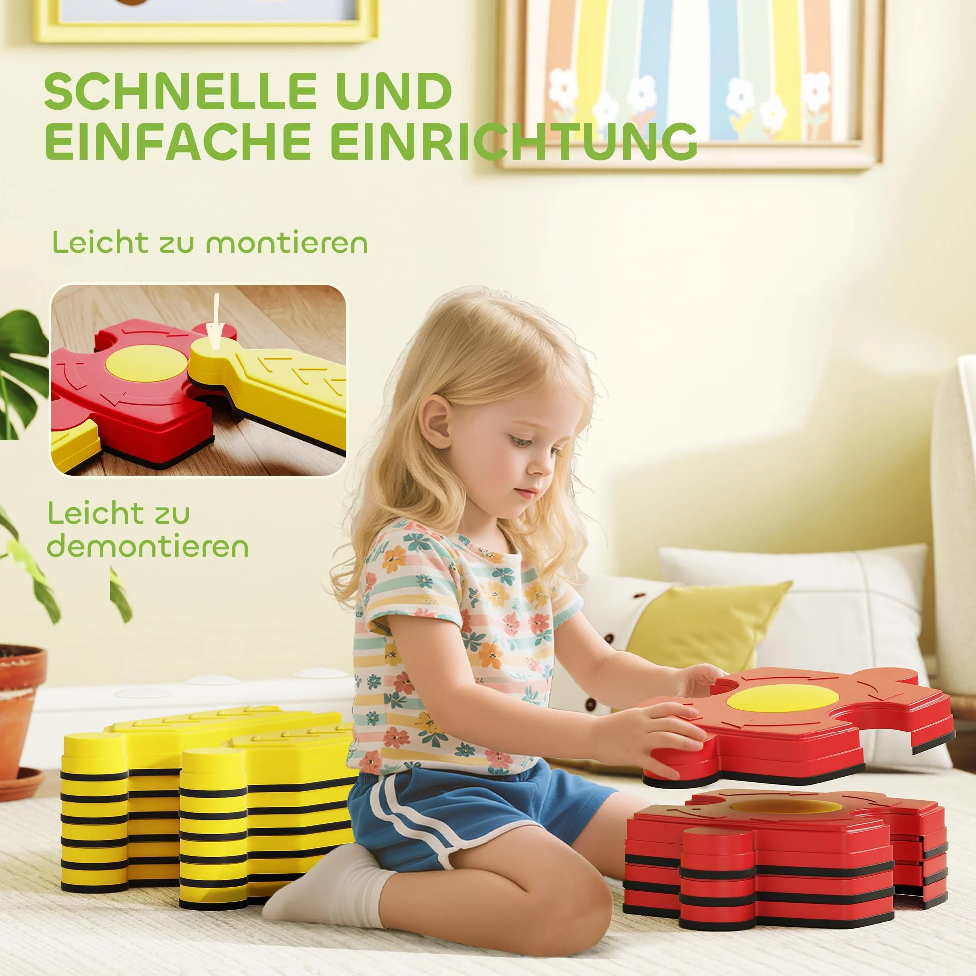 AIYAPLAY Poutre d'équilibre enfants 4 pierres équilibre jouet sensoriel coordination stabilité planche intérieur extérieur 3-8 ans
