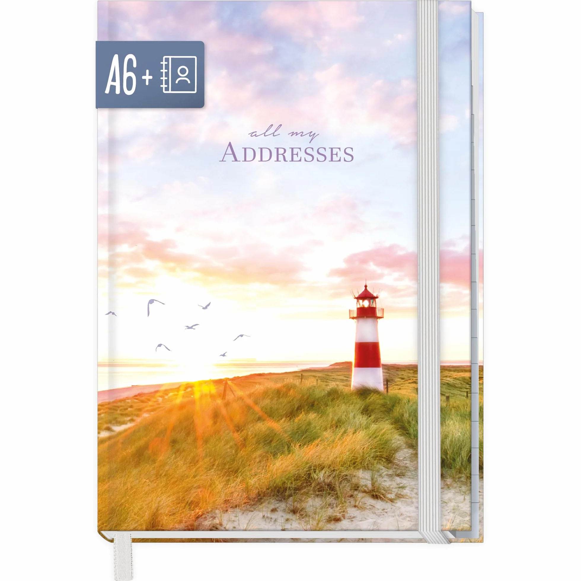paper&you® Carnet d'adresses A6+ avec onglet A-Z papier premium 120 g/m² Phare durable