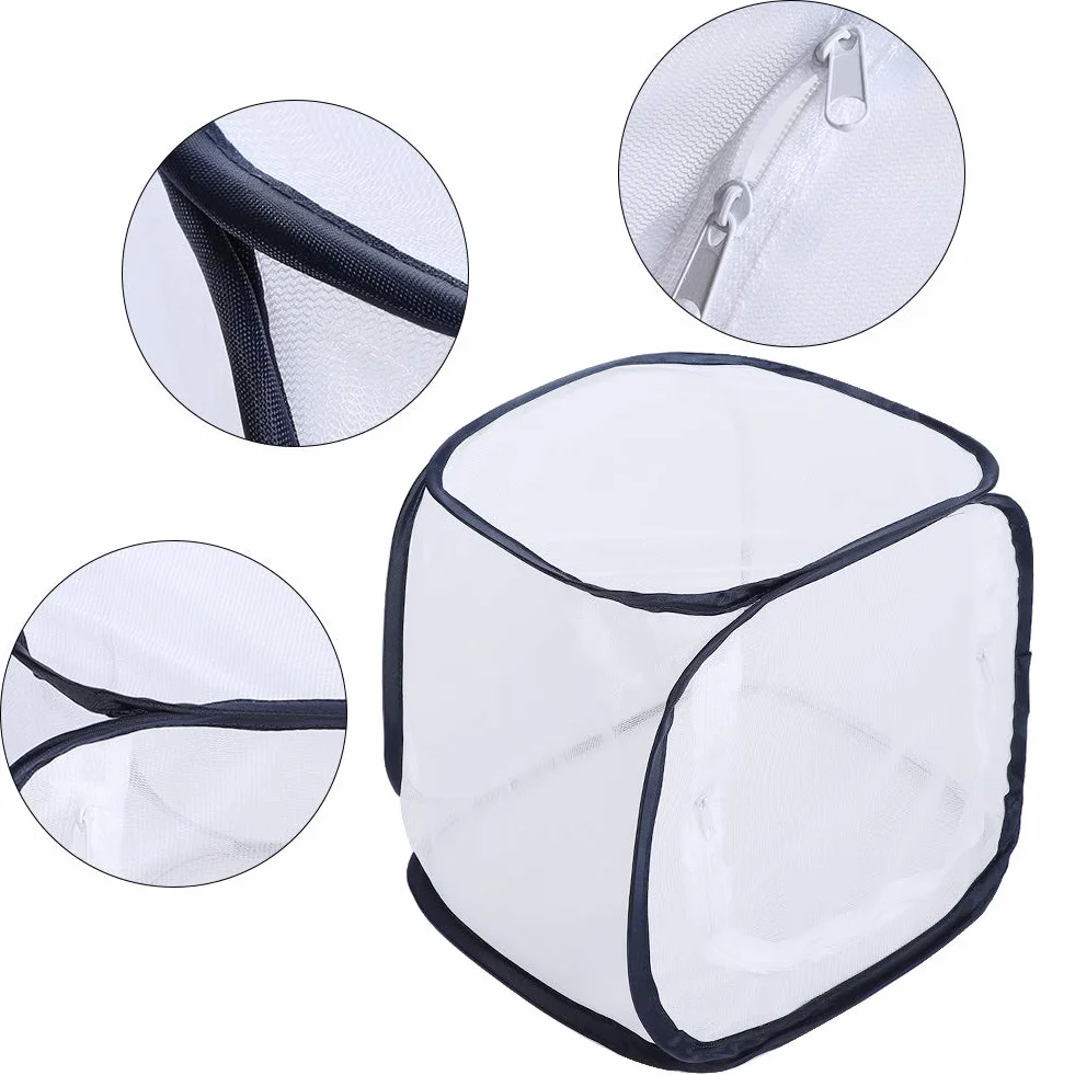 Alvinlite Filet à Insectes Pliable, Cage à Papillons 11,8" x 11,8" x 11,8", 5 Panneaux en Maille