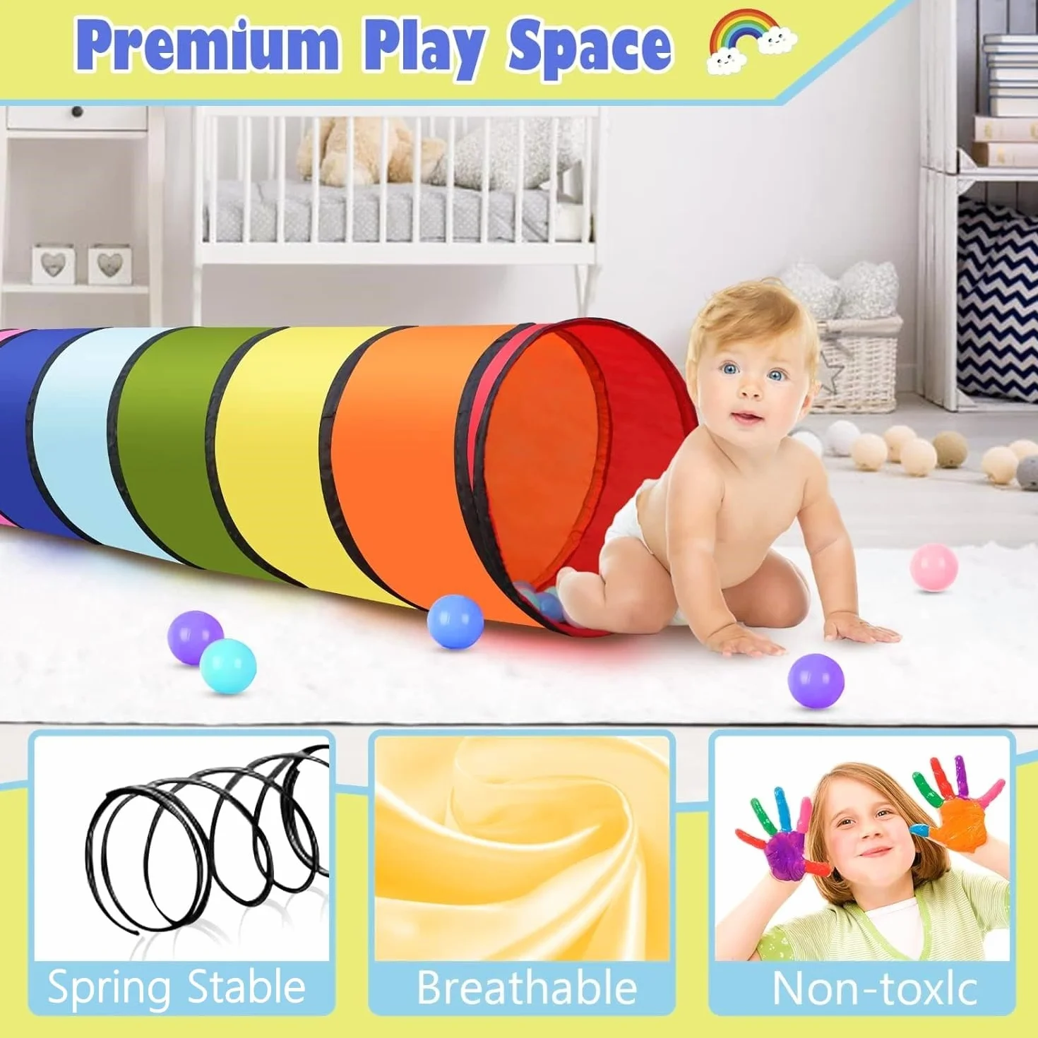 Tente de Tunnel de Jeu d'enfants 180cm LATERN Pop-Up Pliable Intérieur Extérieur