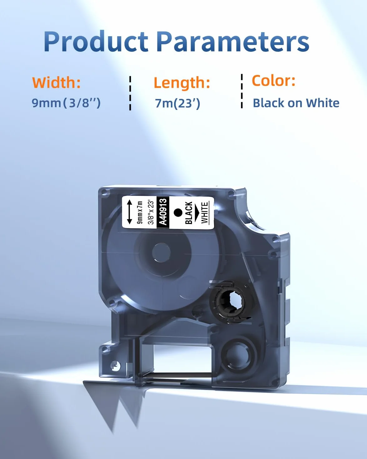 Dymo Ruban 9mm D1 40913 Noir sur Blanc Compatible LabelManager LM160 LM210D LM260P LM280 LM360D LM420P, Pack de 5