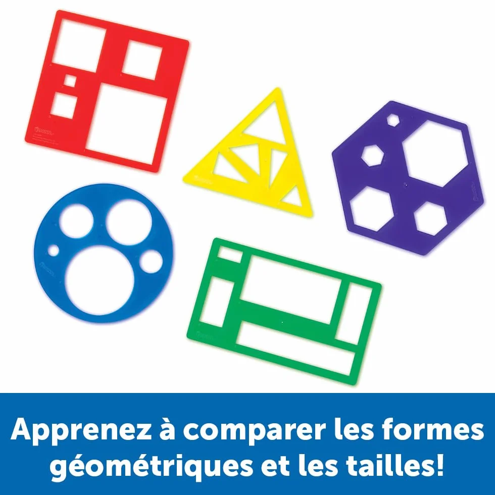 Learning Resources Primary Shapes Template Set, gabarits formes géométriques enfants 4-8 ans, kit géométrie dessin éducatif