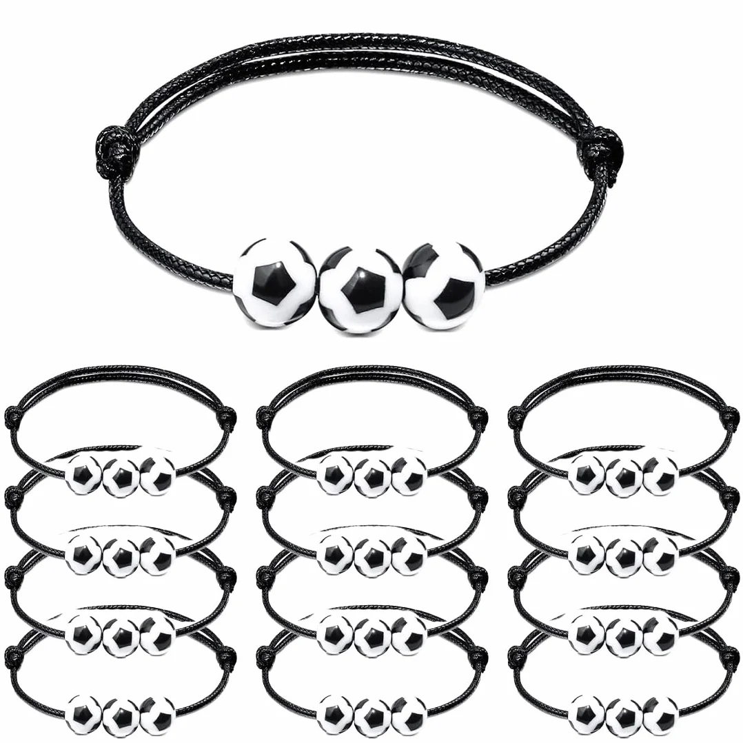 Bracelets de Football pour Enfants Lot de 12 Tissé Tressé Réglable Cadeaux de Fête
