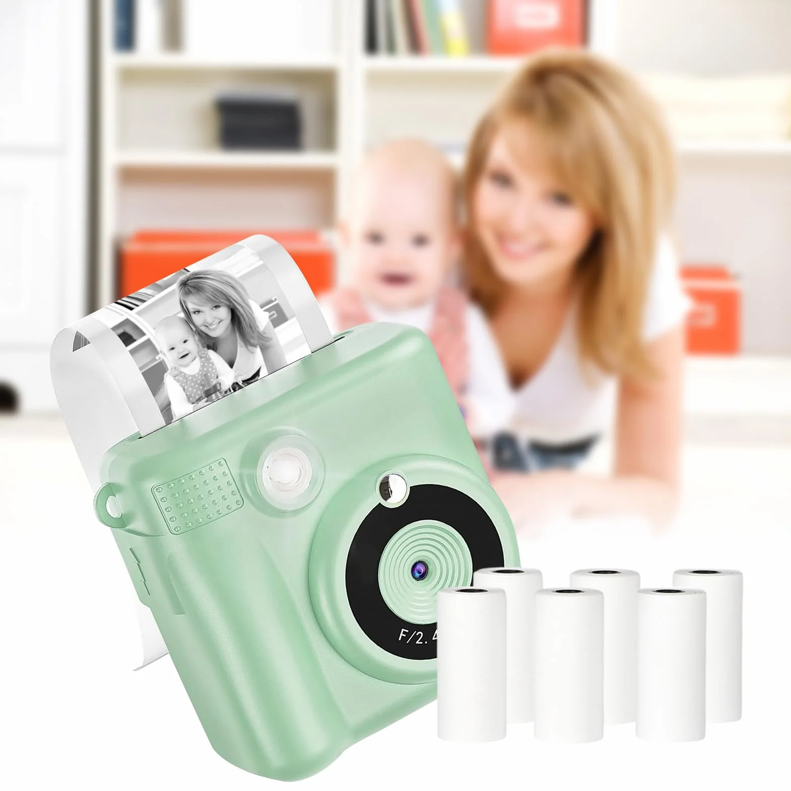 Papier Thermique Rouleau 5,7 cm pour Appareil Photo Enfant, Rouleaux Imprimante Thermique