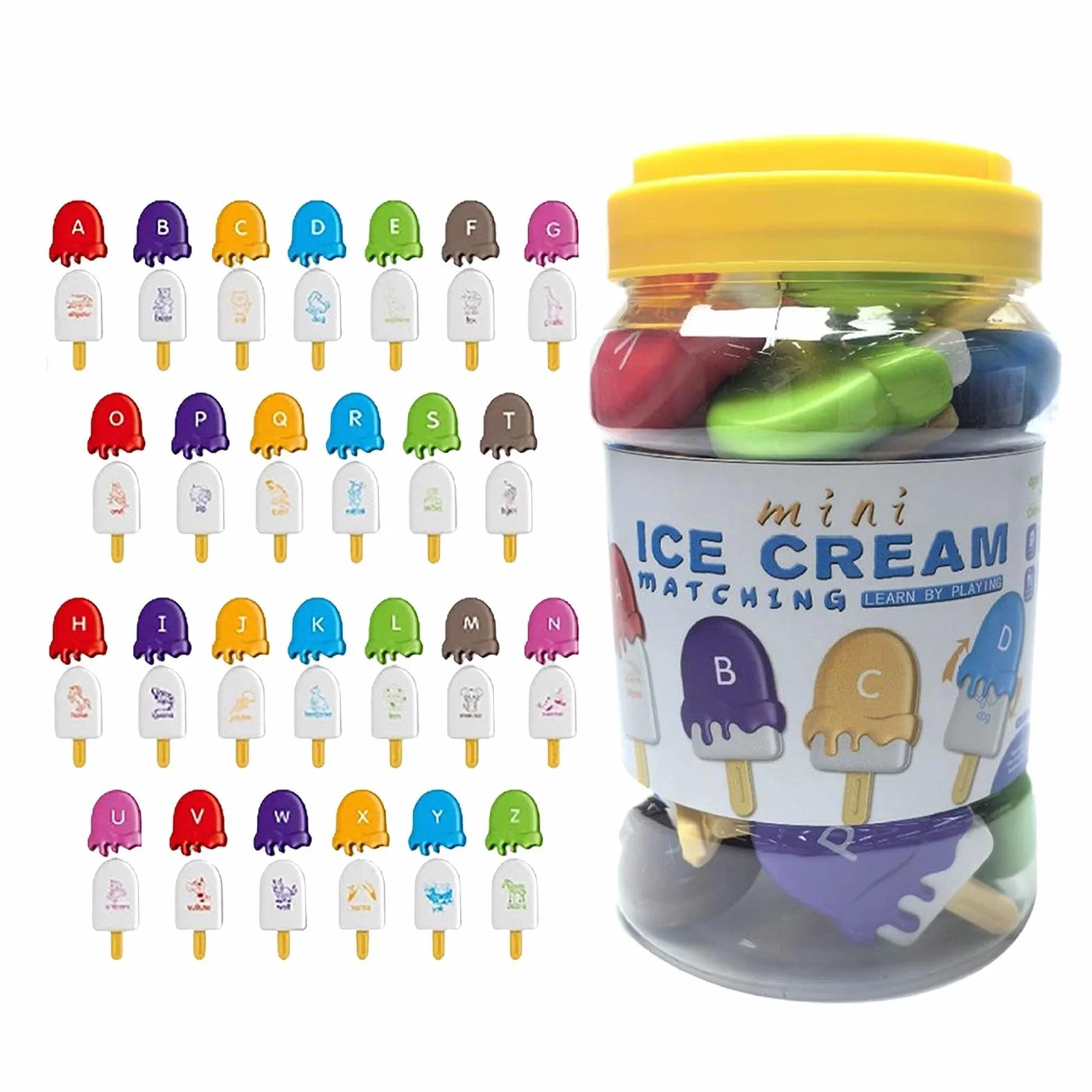 Jeux de correspondance de lettres maternelle alphabet | Ensemble bâtons glace assortis lettres | Jouet apprentissage lettres reconnaissance