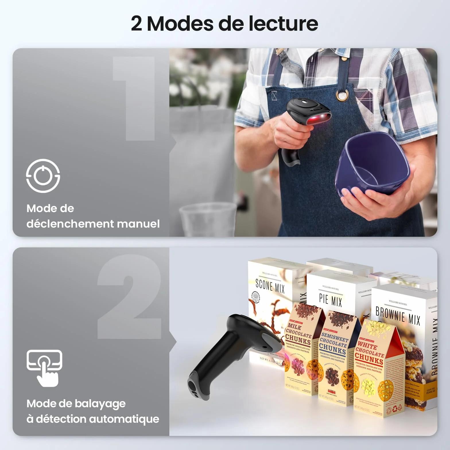 Eyoyo Lecteur de Codes-Barres sans Fil 1D 2D 2.4G USB Portable
