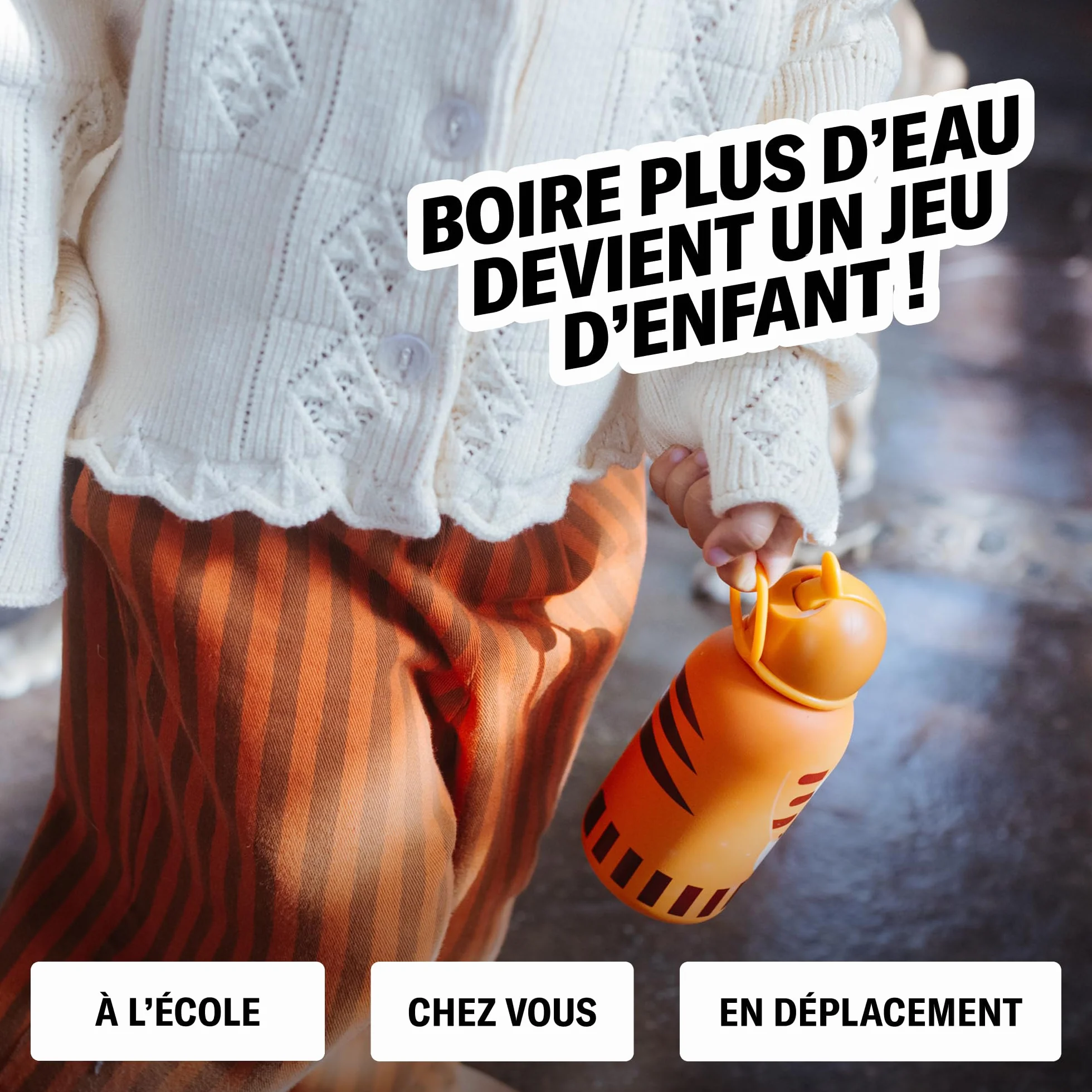 Waterdrop Gourde Enfant Inox 400ml Bouteille Isotherme Réutilisable Anti-Fuite avec Paille