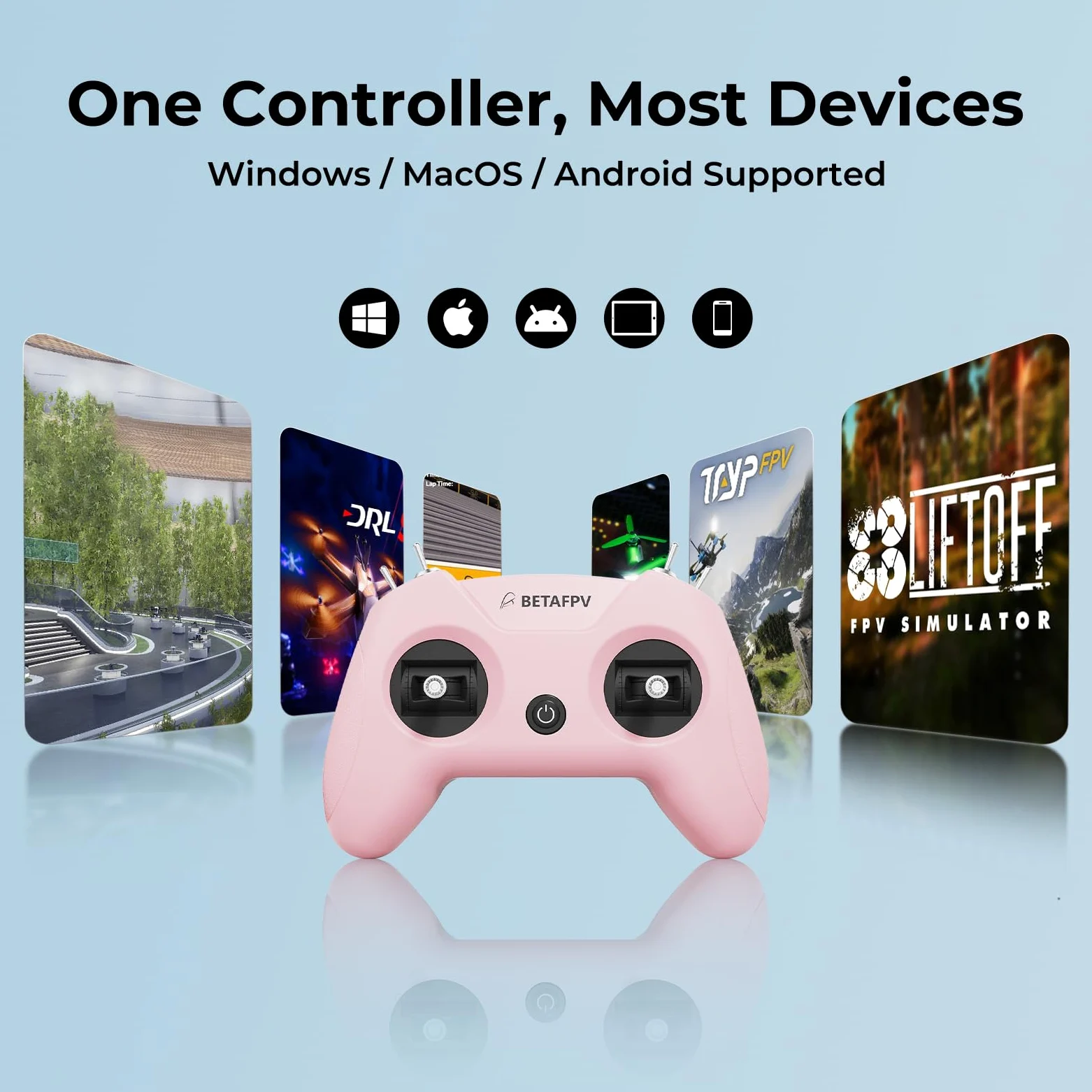 BETAFPV LiteRadio 2 SIM Drone Flight Simulator Controller - Mode 2/Pink | Support Most Systems Platforms like DRL/Uncrashed/VelociDrone/Phoenix RC/TryP/Aerofly RC 8 for FPV Beginner Pilots Training