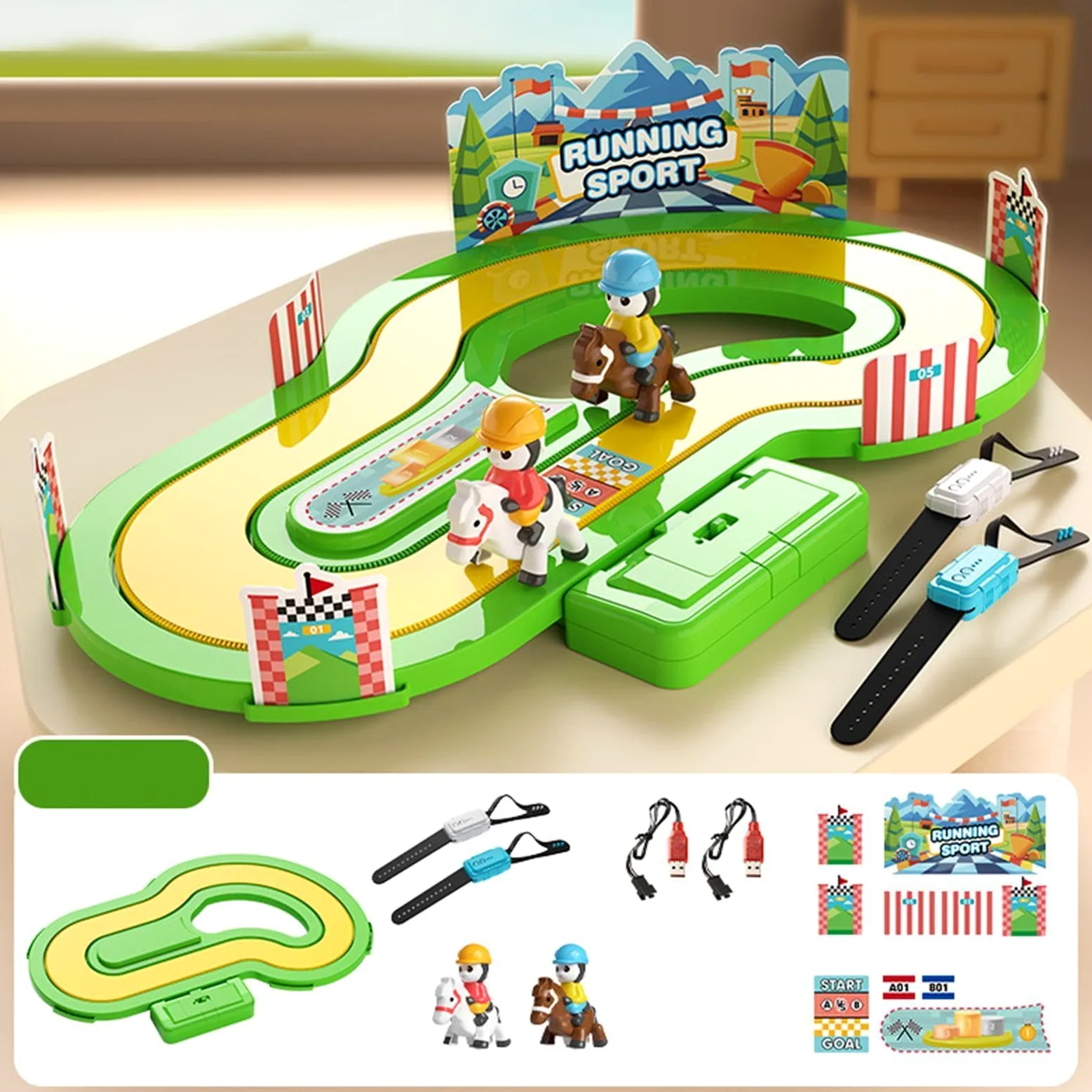 Bureau - Jouet de détection de mouvement sans fil | Tapis de compétition interactif pour 2 joueurs avec bracelets à capteur sans fil et piles rechargeables