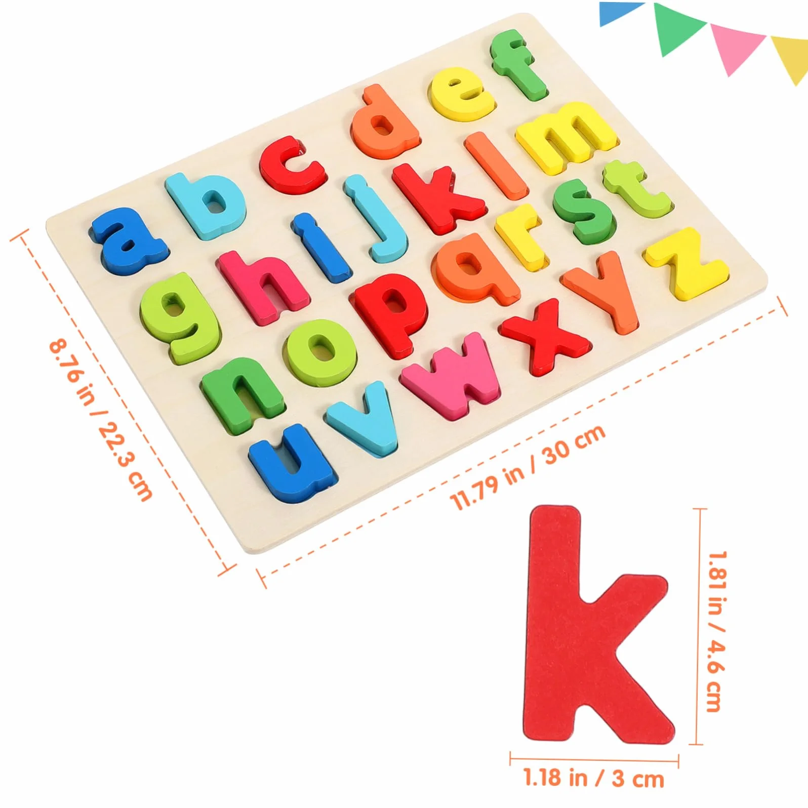 Toyvian Jeu de Puzzles Bois Alphabet Lettres Minuscules pour Garçon Fille Âge Préscolaire 3 Ans et Plus avec Lettres de A à Z Éducatif