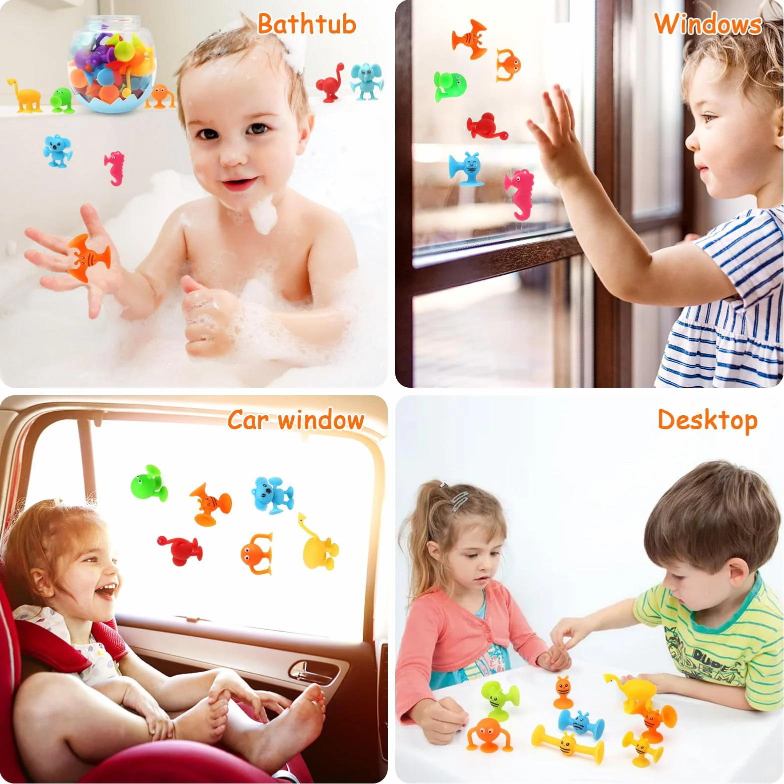 Jouets à Ventouse Silicone 26 Pièces Jouets de Bain Animaux Sensoriels Interactifs pour Enfants 3-7 Ans Garçons Filles