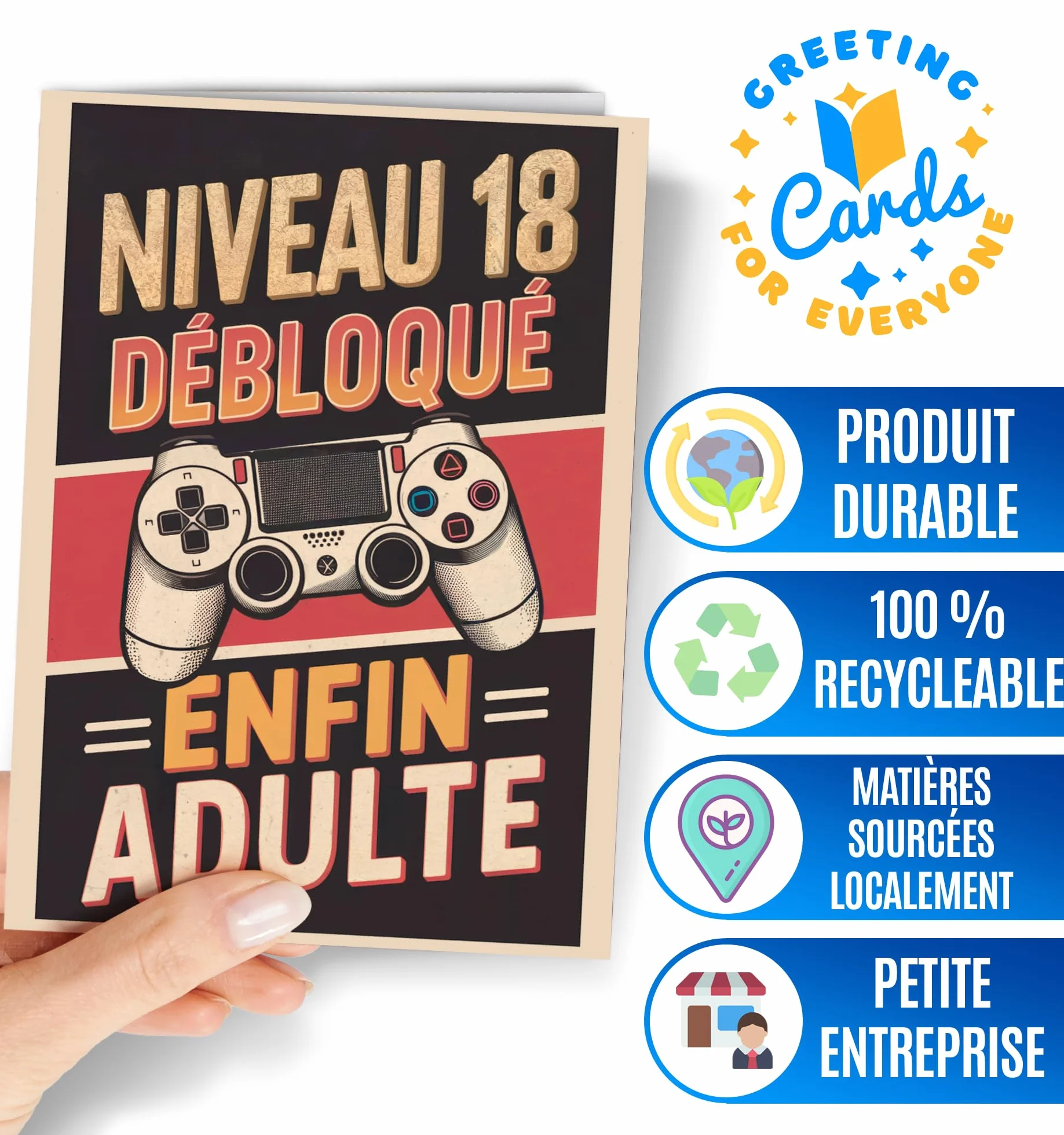 Carte Anniversaire 18 Ans Originale pour Fille, Garçon, Femme, Homme