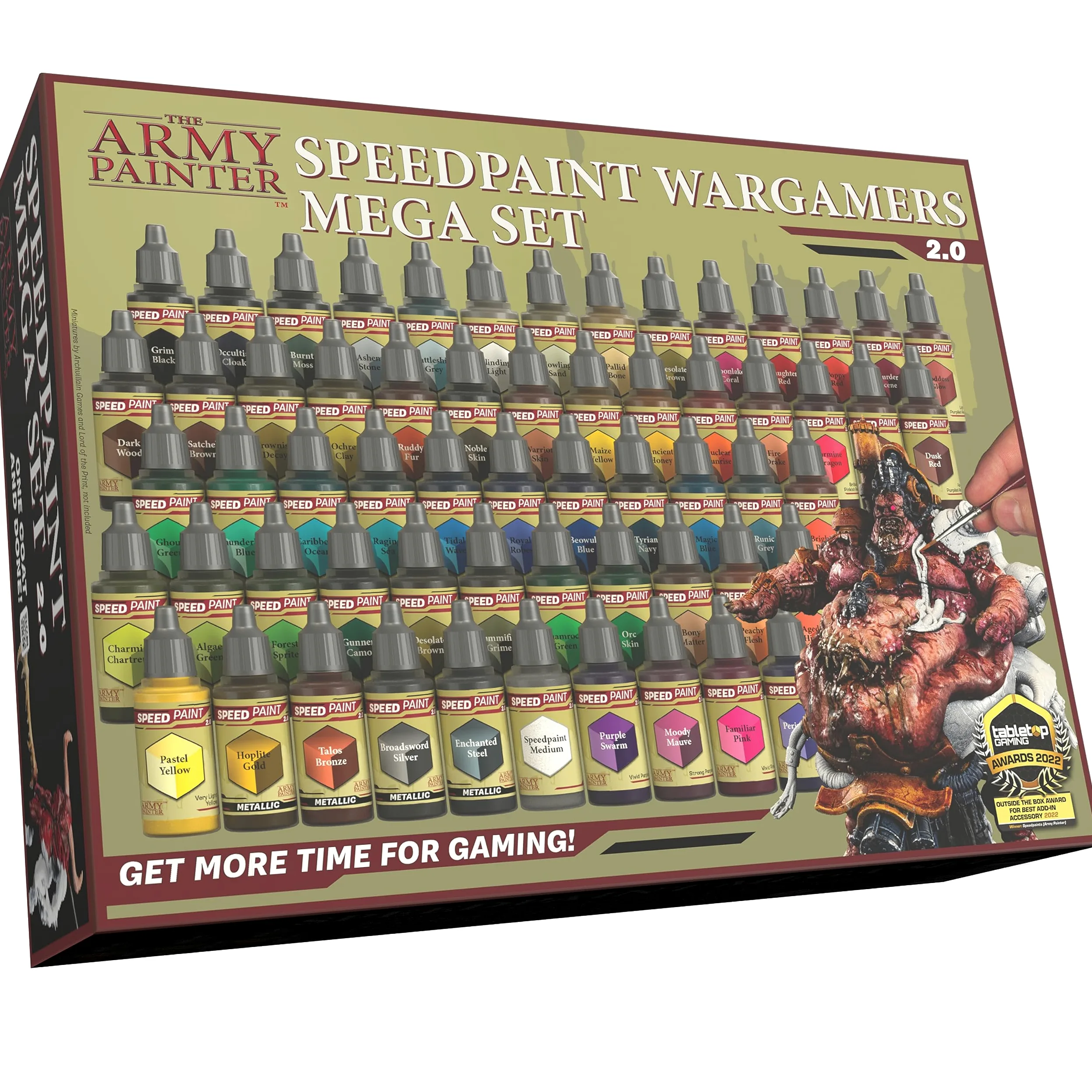 The Army Painter, Speedpaint 2.0 Wargamers Mega Set, 60 x 18 ml | Peinture acrylique dont 4 métalliques, 1 médium et 1 pinceau, pour la peinture de figurines Warhammer