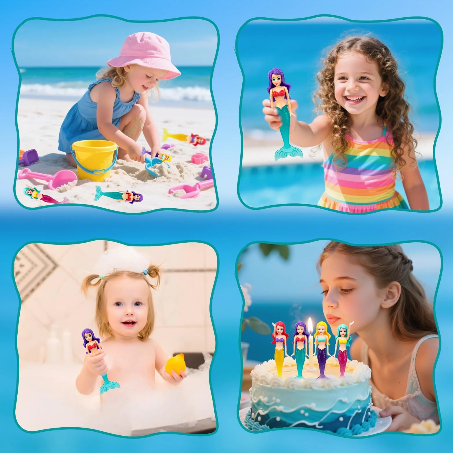 Tinoaly 4pcs Jouets d'eau Sirène en Plastique Qui Brillent dans Le Noir pour Piscine