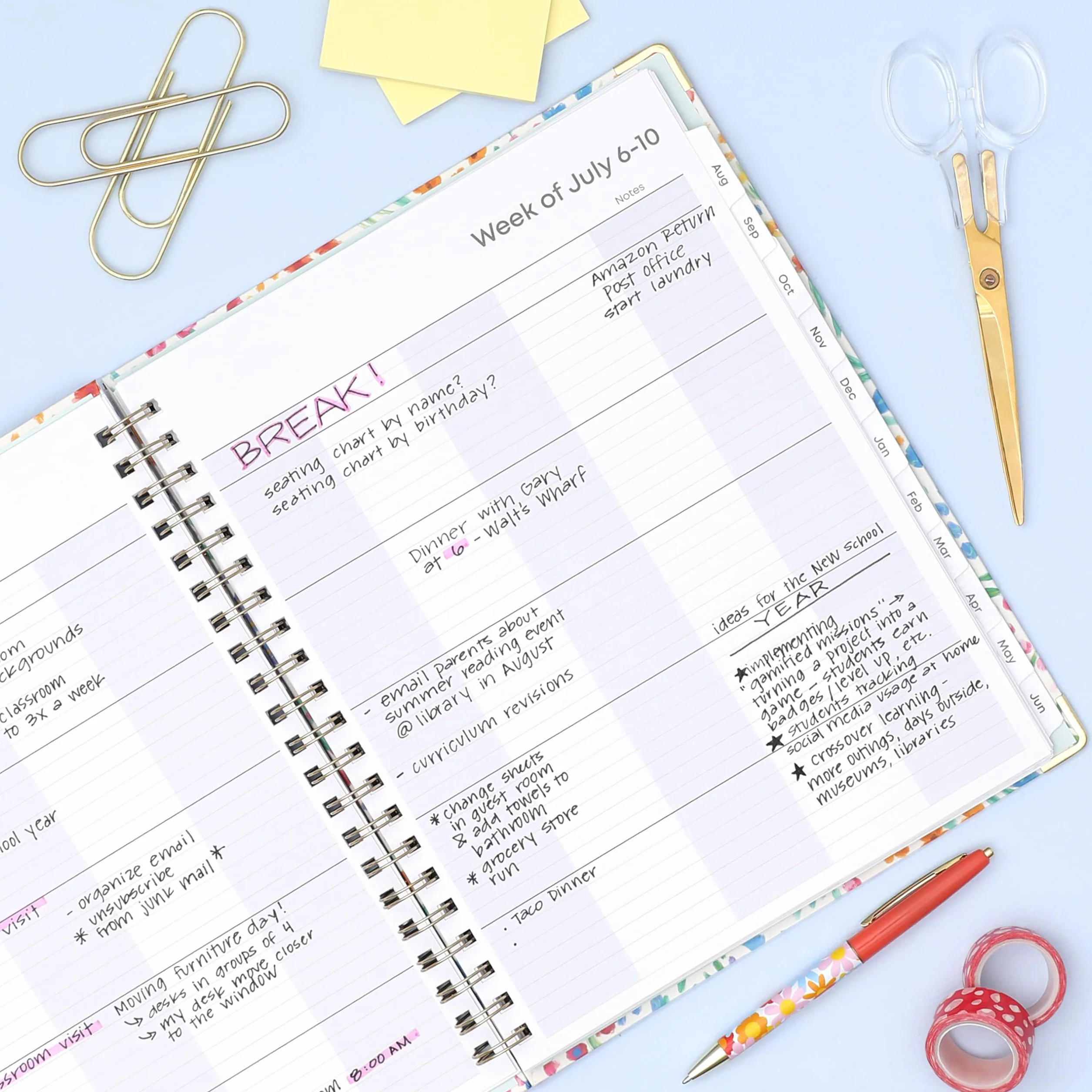 Blue Sky Calendrier hebdomadaire et mensuel 2026-2027 avec presse-papiers, 21,6 x 27,9 cm, couverture rigide