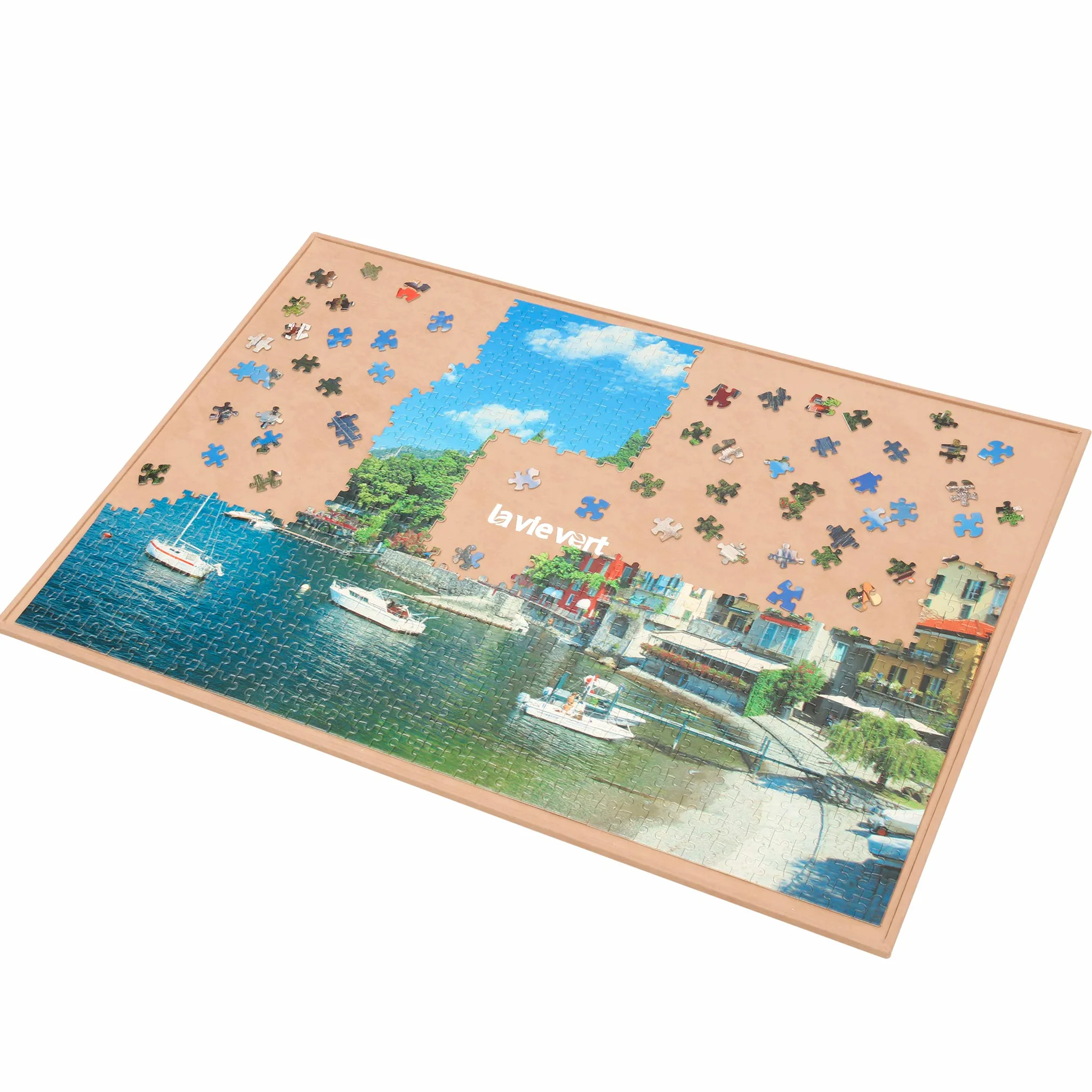 Lavievert Plateau de puzzle portable en bois avec surface antidérapante pour jusqu'à 1000 pièces