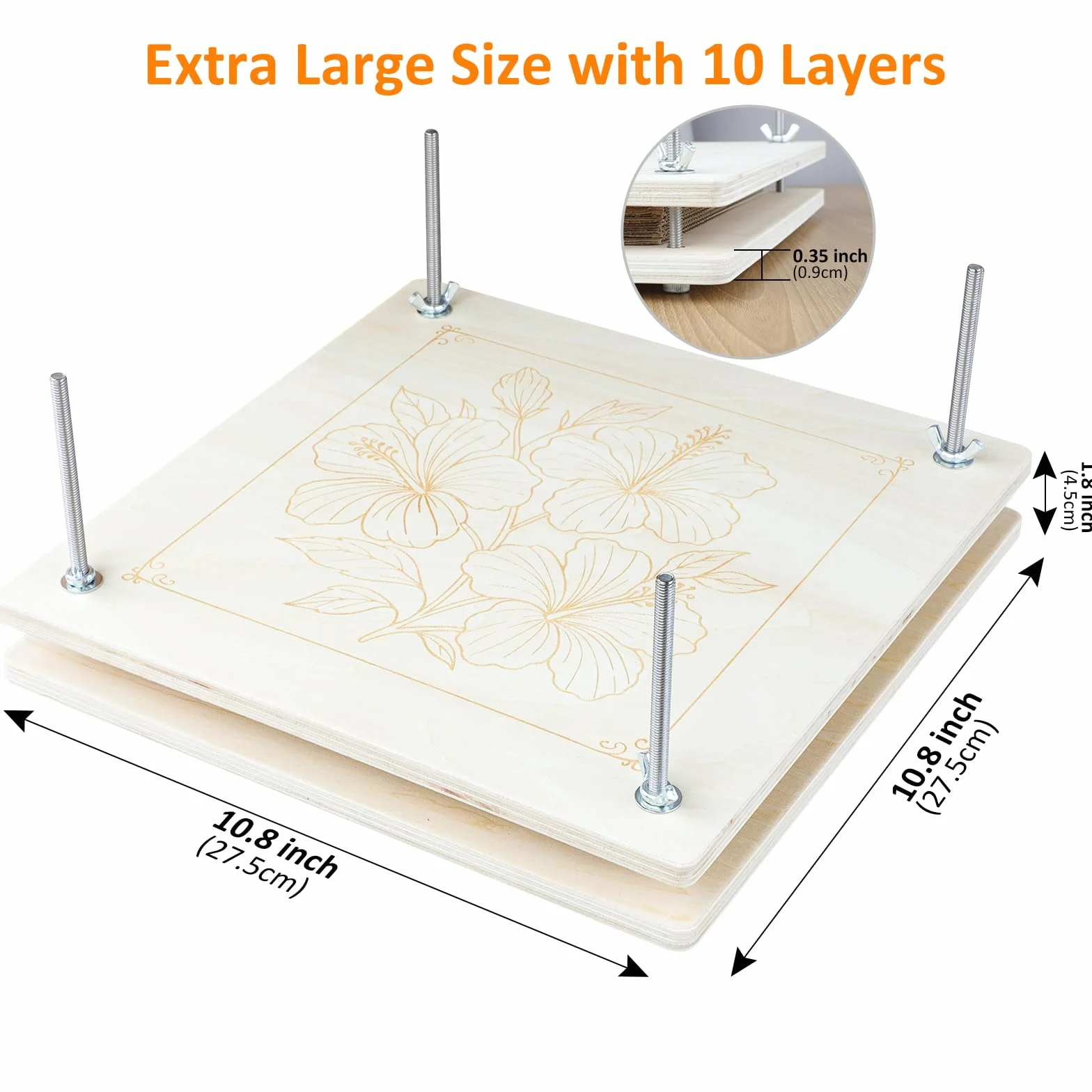 Kit de presse à fleurs en bois 27,5 x 27,5 cm pour plantes séchage bricolage réutilisable