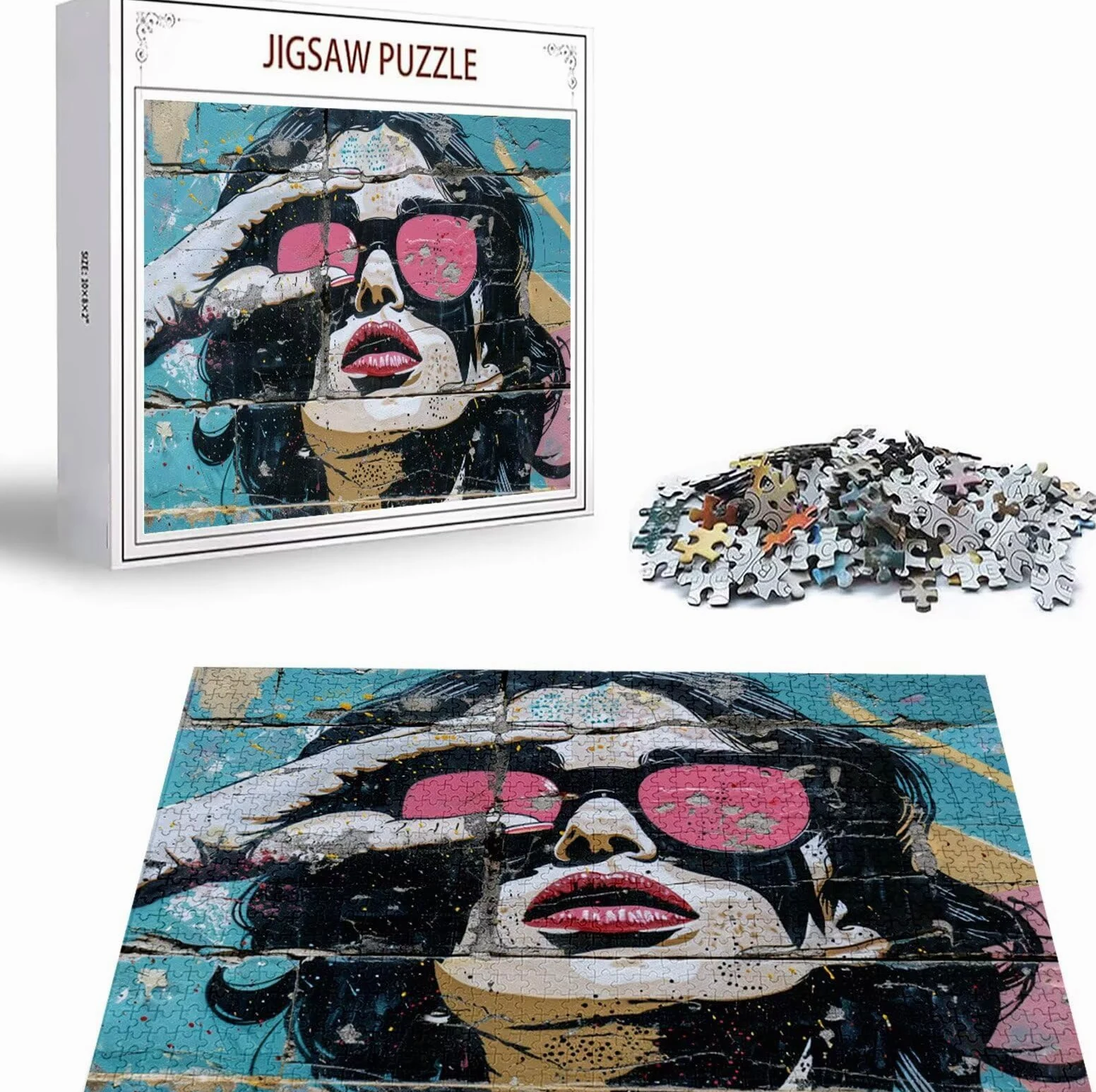Puzzle pour Adultes 1500 Pièces, Graffiti Puzzle Adulte 1500 Pièces Lettres à l'arrière, Pas de poussière, Jeu éducatif défi Joue Art Puzzles Classiques Femme, pour Personnes âgées 87x57cm H-5368