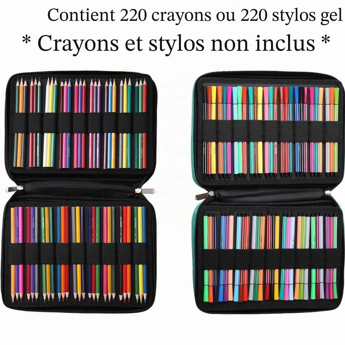 JAKAGO Grande Trousse Crayon de Couleur 220 Portable étanche avec Poignée Solide