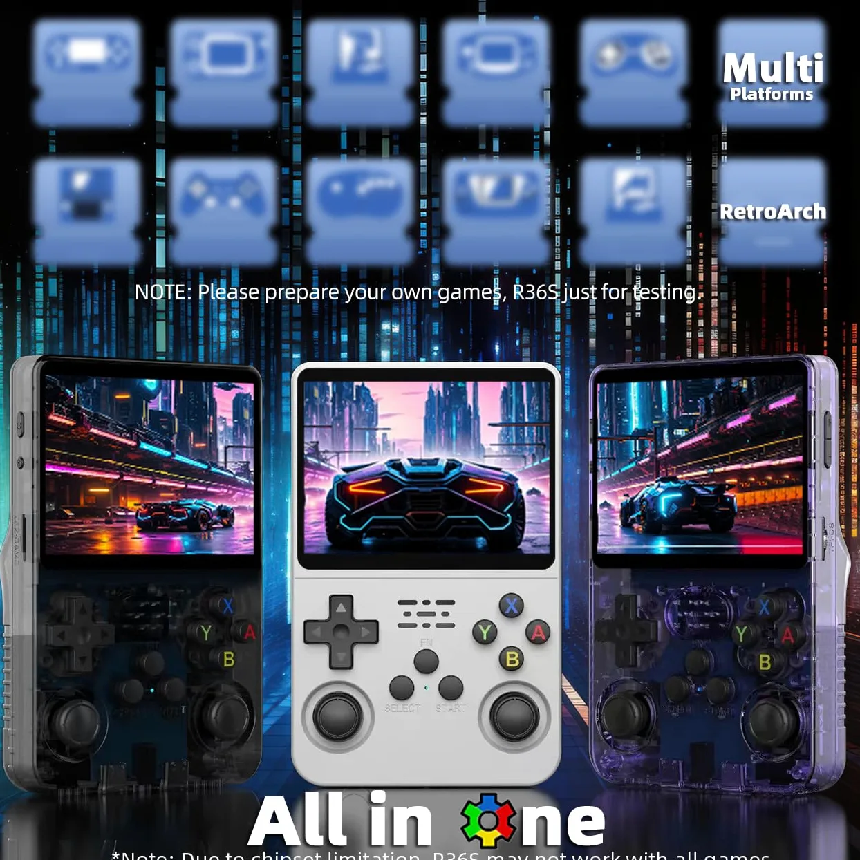 R36S-Console de jeu portable 3,5" 640 x 480 IPS 3200 mAh RK3326 Blanc