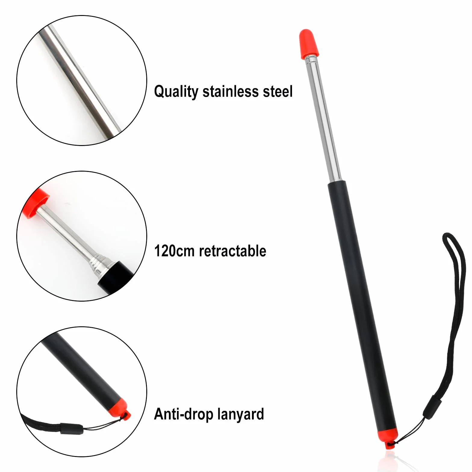 Baguette Télescopique Pointeur Enseignant 120cm Rétractable Extensible pour Salle de Classe Présentation
