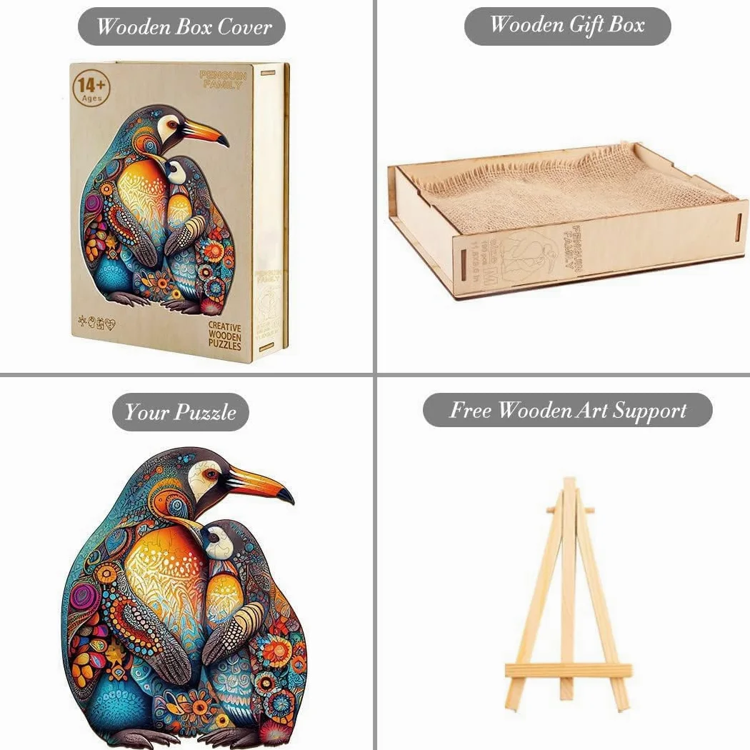 Puzzle Bois Adulte, Puzzles en Bois Animaux, Puzzles Animal Unique pour Adulte 14+, Wooden Puzzles (660pcs-XL-23.6 * 19.2in Pingouin)