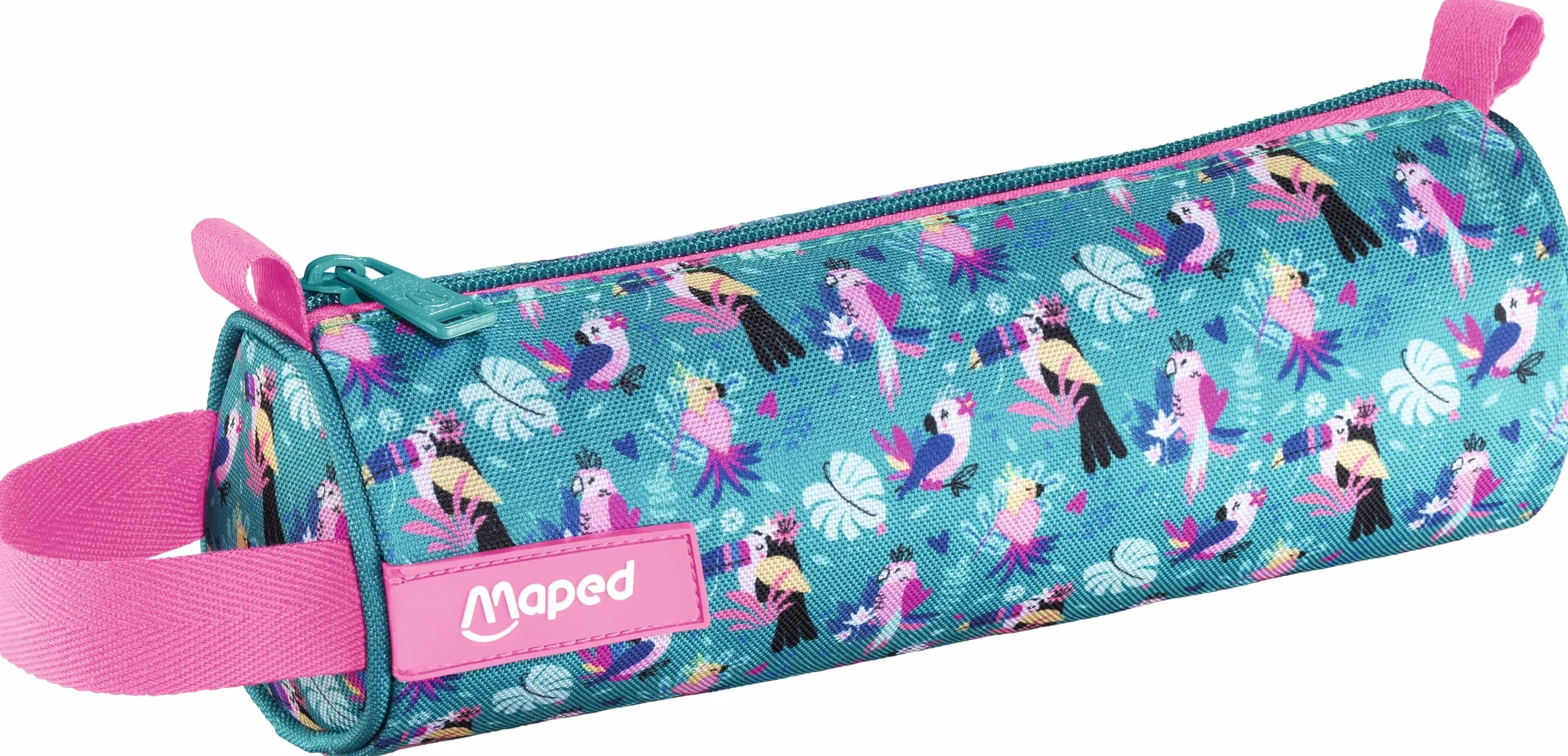 Maped Trousse Scolaire Tropical Tissu Zip Haute Résistance Ronde 22,5 x 7,5cm