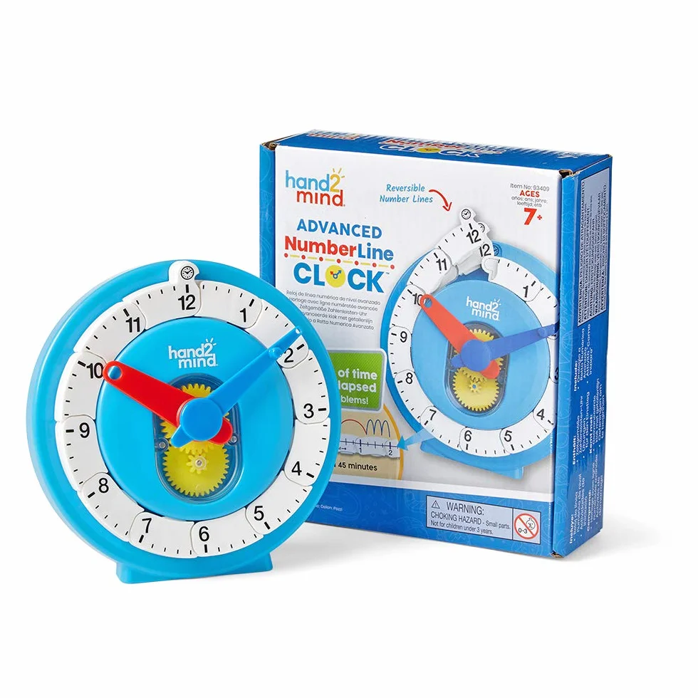 Horloge d'apprentissage Learning Resources avec ligne numérotée pour enfants, matériel éducatif mathématique