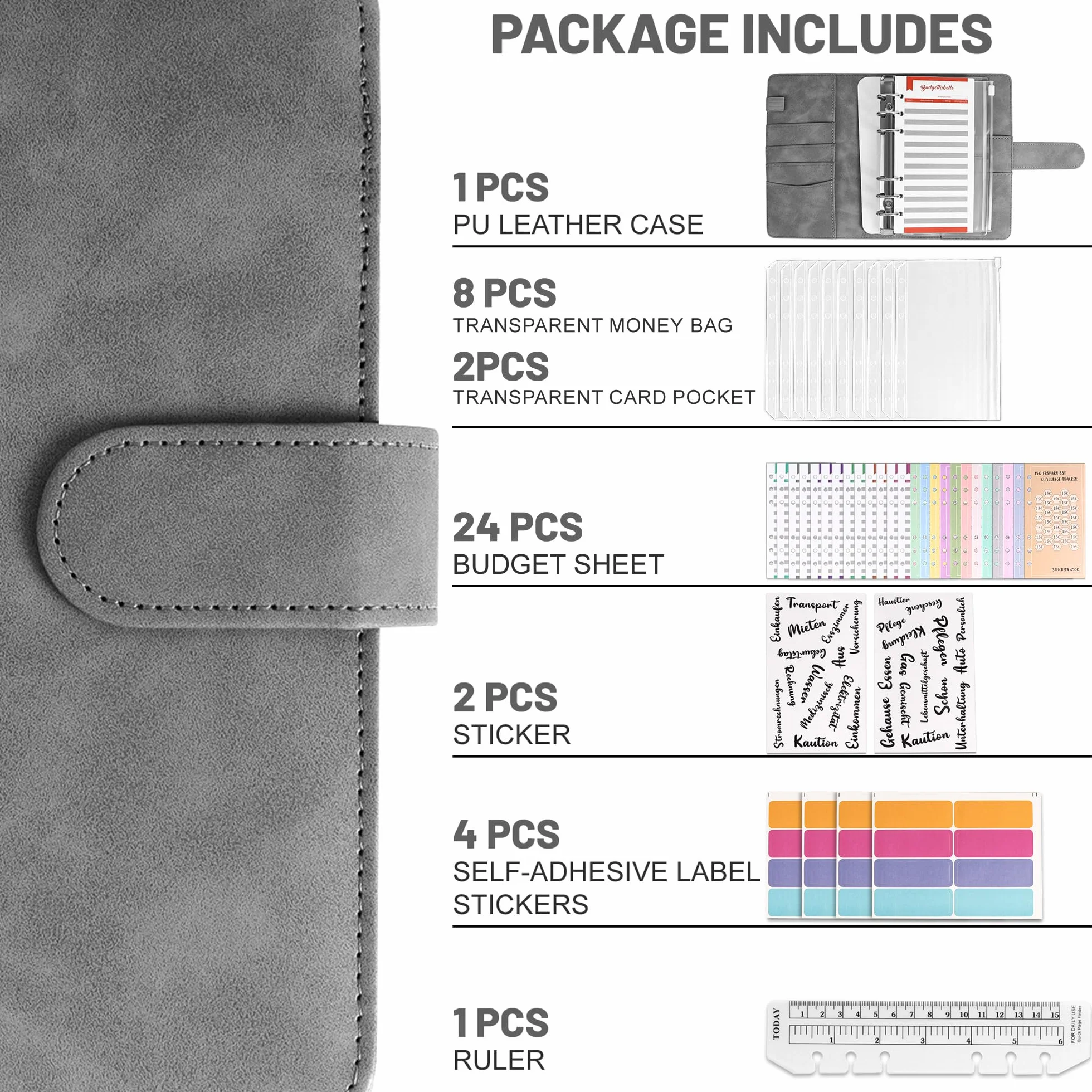 Planificateur Budget en Cuir A6 avec 10 Enveloppes et 24 Feuilles, Carnet Budget pour Maison, Bureau