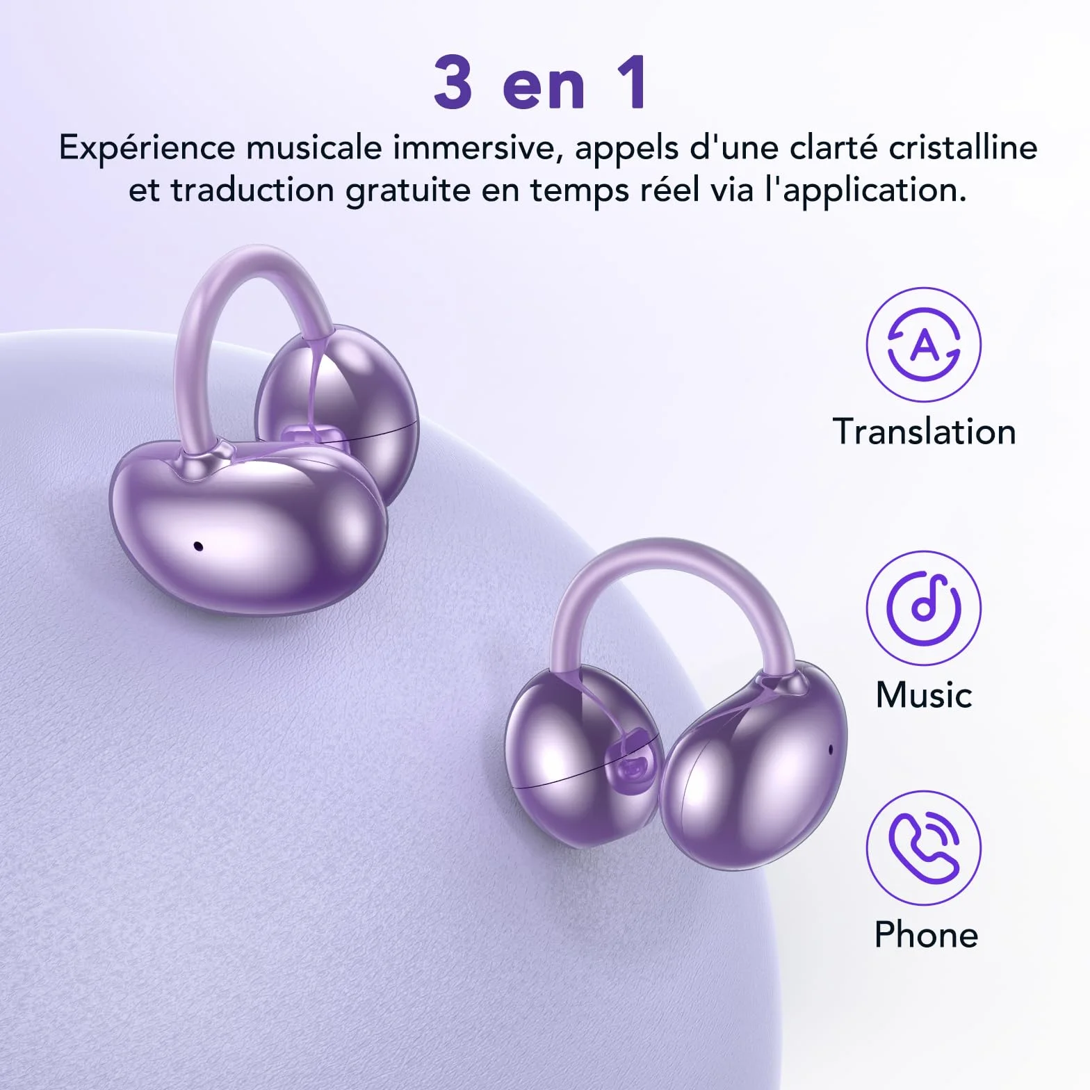 NE32 Traducteur Instantané 165 Langues Écouteurs Sans Fil Bluetooth 6.0 48H Autonomie ENC