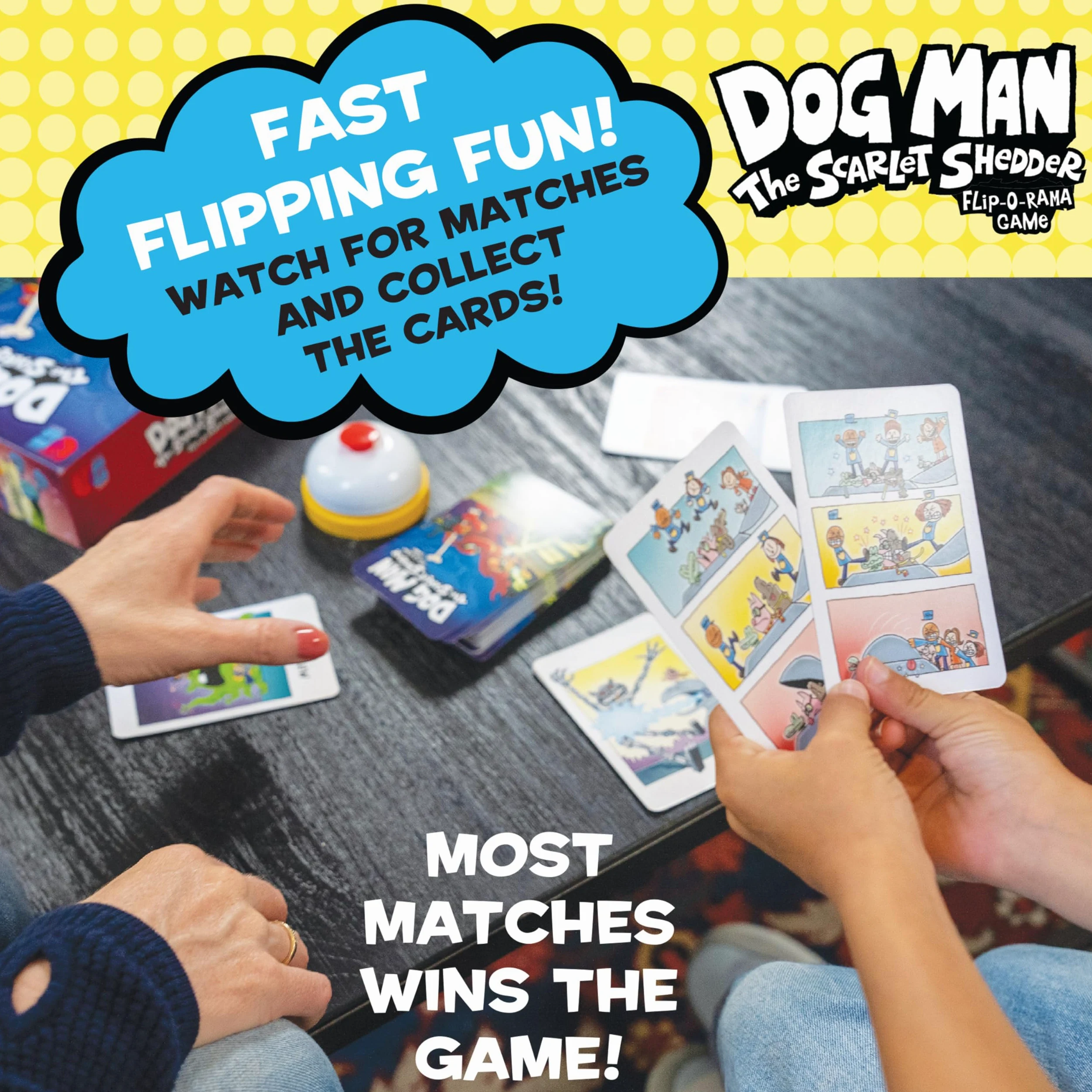 University Games, Dog Man Scarlet Shedder Flip-O-Rama Jeu de cartes basé sur la série du livre pour 2 joueurs ou plus à partir de 6 ans
