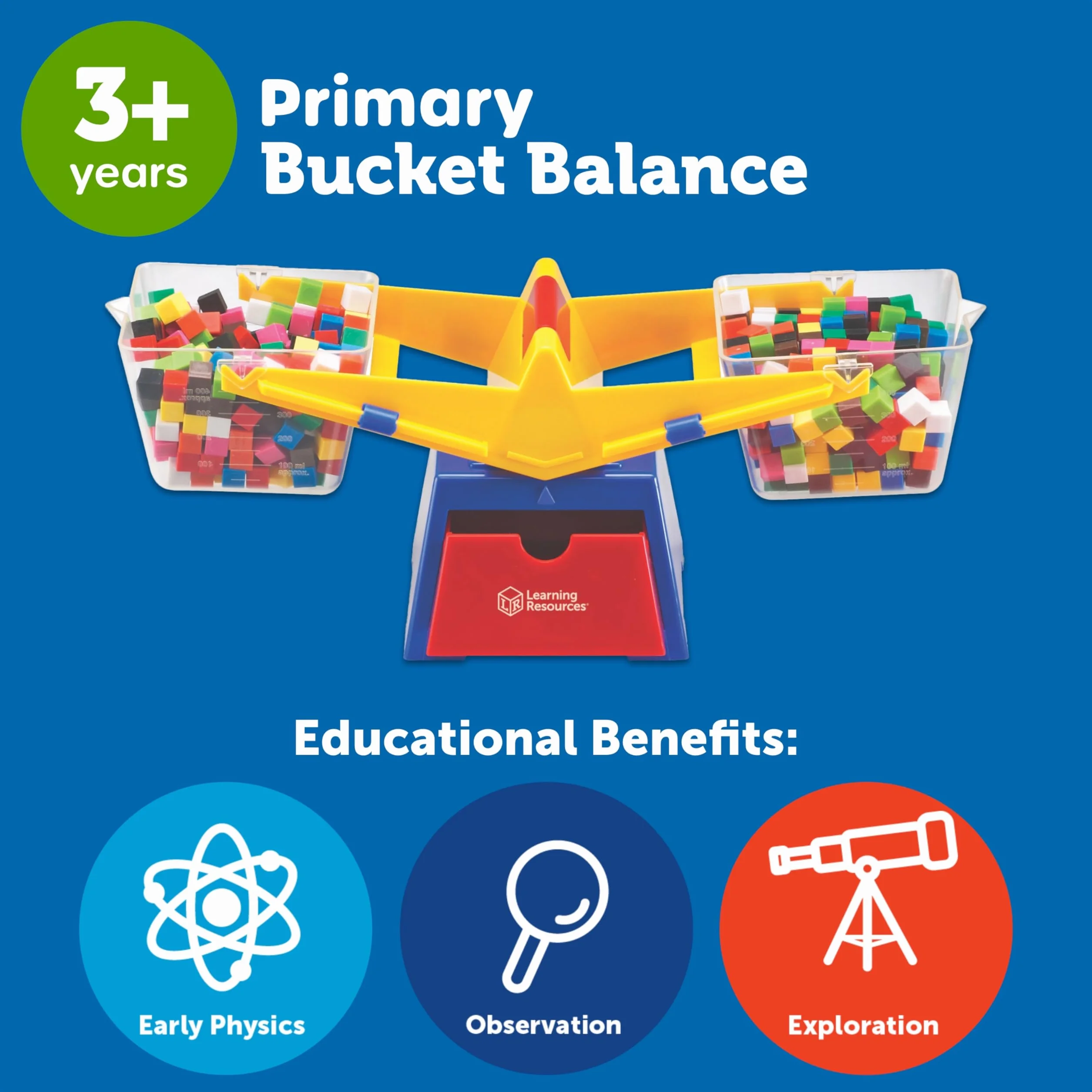 Learning Resources Balance Montessori Enfant – Éducative avec Seaux Amovibles – Mathématiques, Poids et Volume 3+ Ans