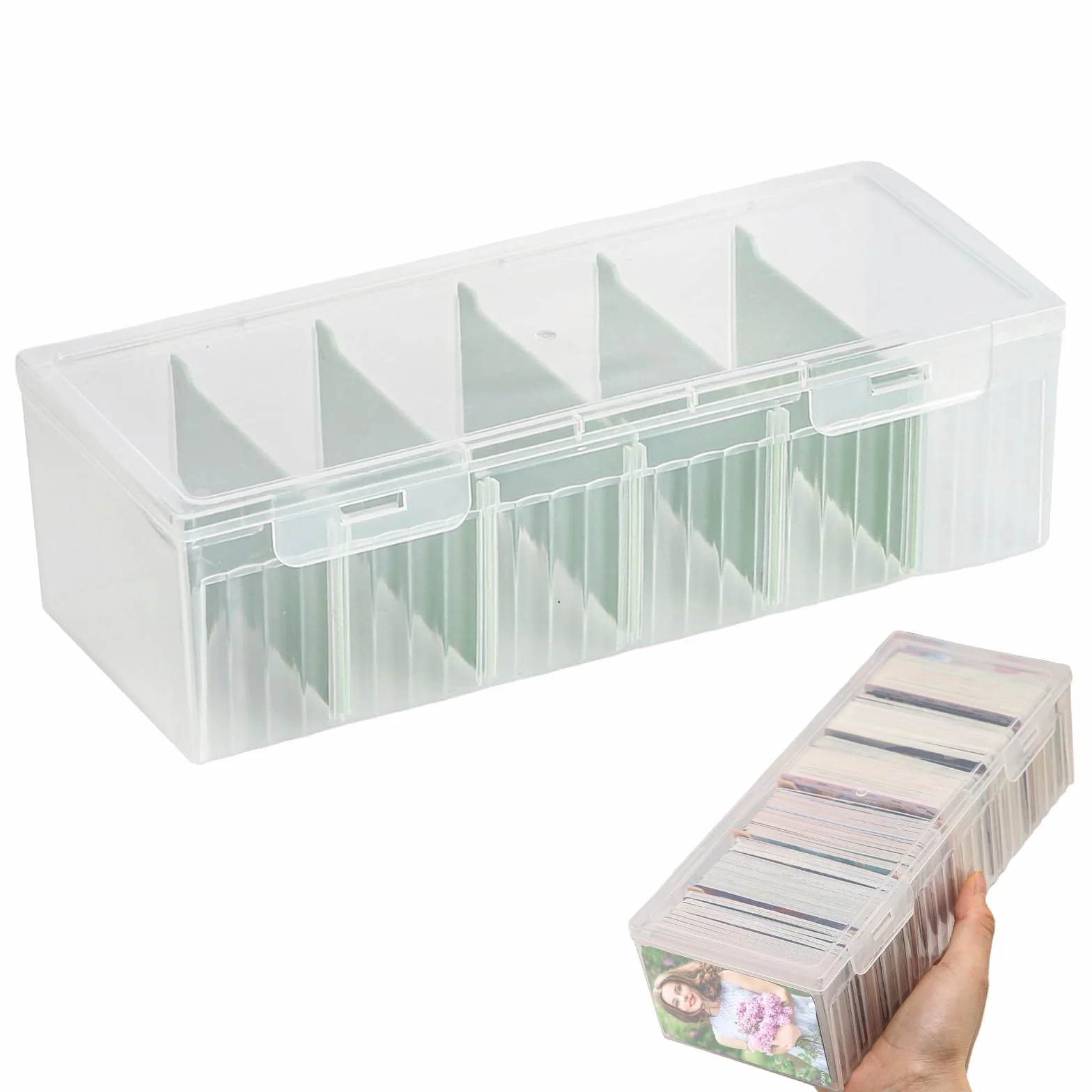 Boîte à fiches DIN A8 avec séparateurs amovibles 24 x 10 x 7 cm couvercle 600 cartes Vert