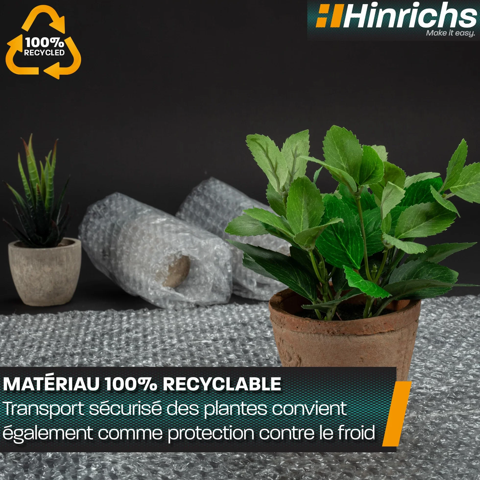 Hinrichs Rouleau de Papier Bulle 10m x 40cm Emballage Déménagement Recyclable