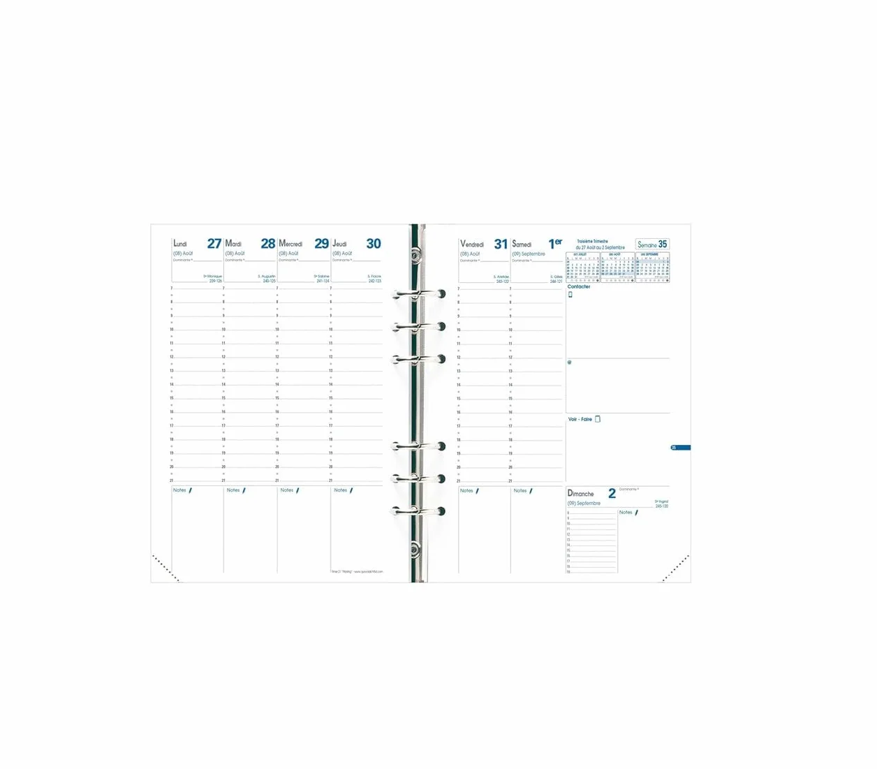 Quo Vadis Semainier Recharge 21 Planing 15 x 21 cm Septembre 2026 Décembre 2027