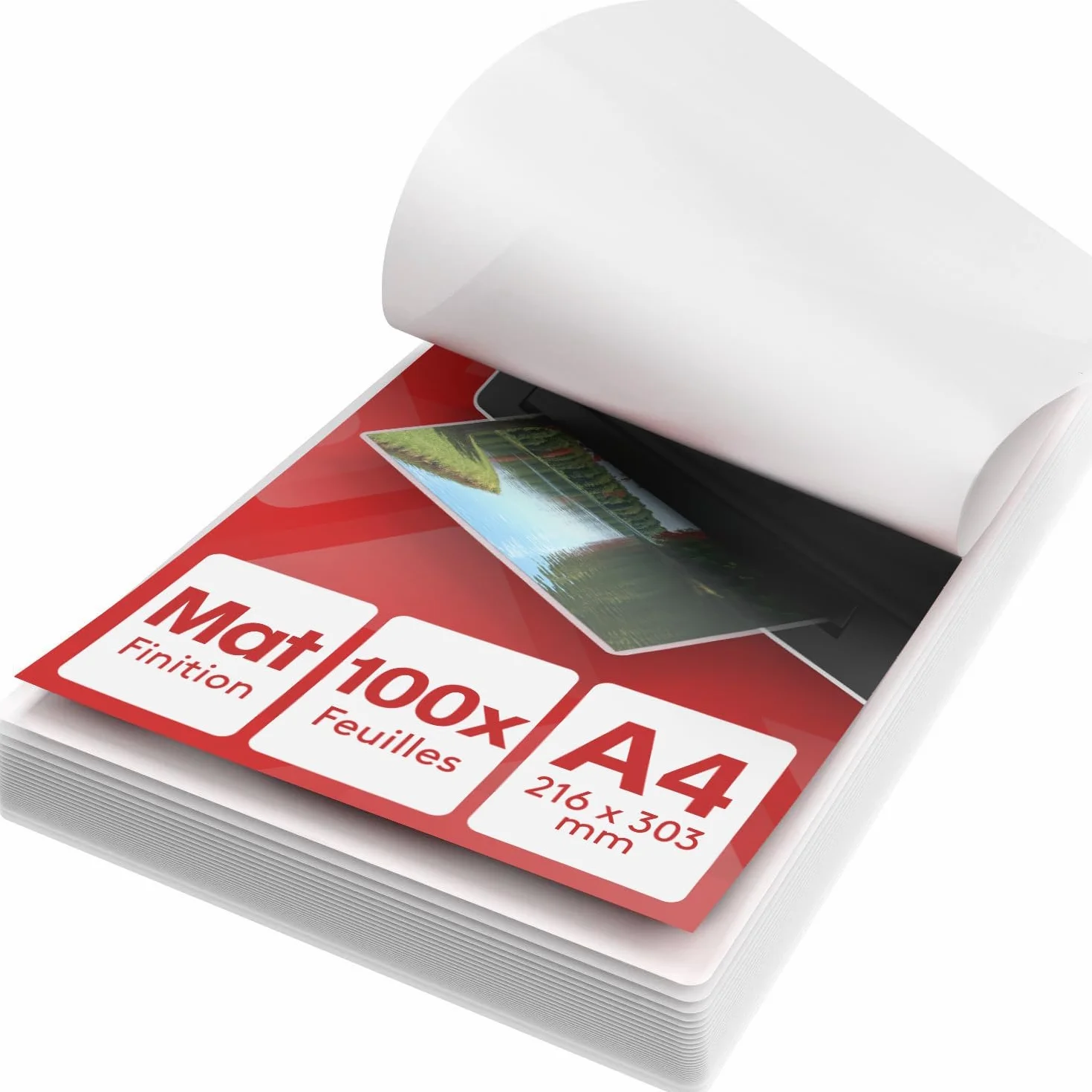 ACROPAQ Pochettes de plastification A4 mat 100 micron Anti-reflets Coins arrondis - Pack de 100