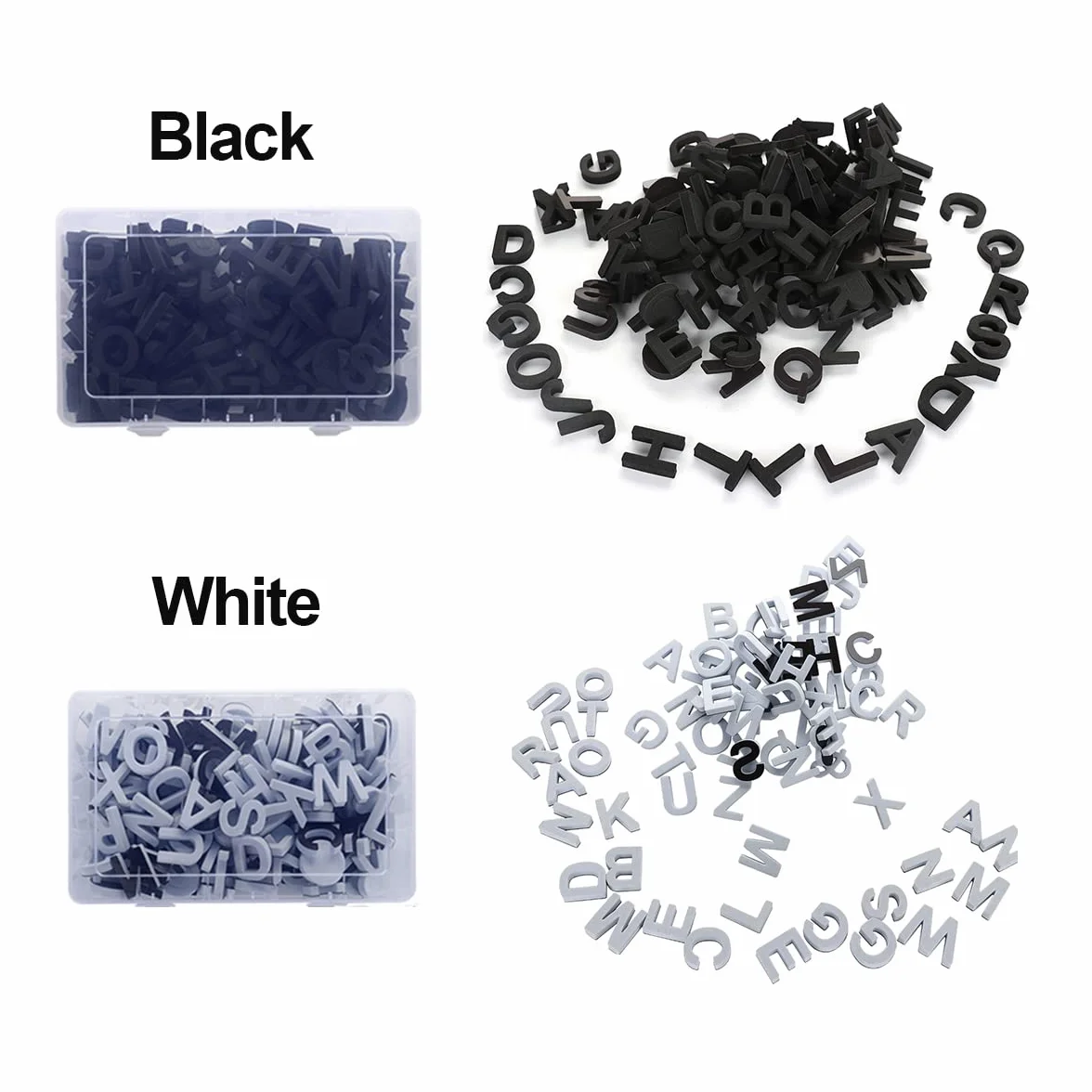 Lettres magnétiques pour réfrigérateur - Lot de 124 - Noir