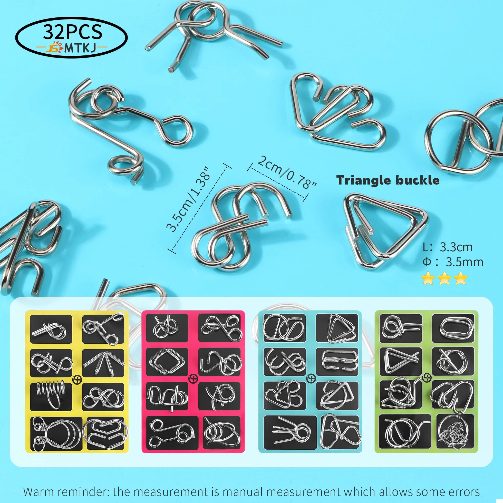 Casse-Tête Métal 32 Pièces IQ Puzzle Jouet Enfants Adultes Cadeau Anniversaire Noël