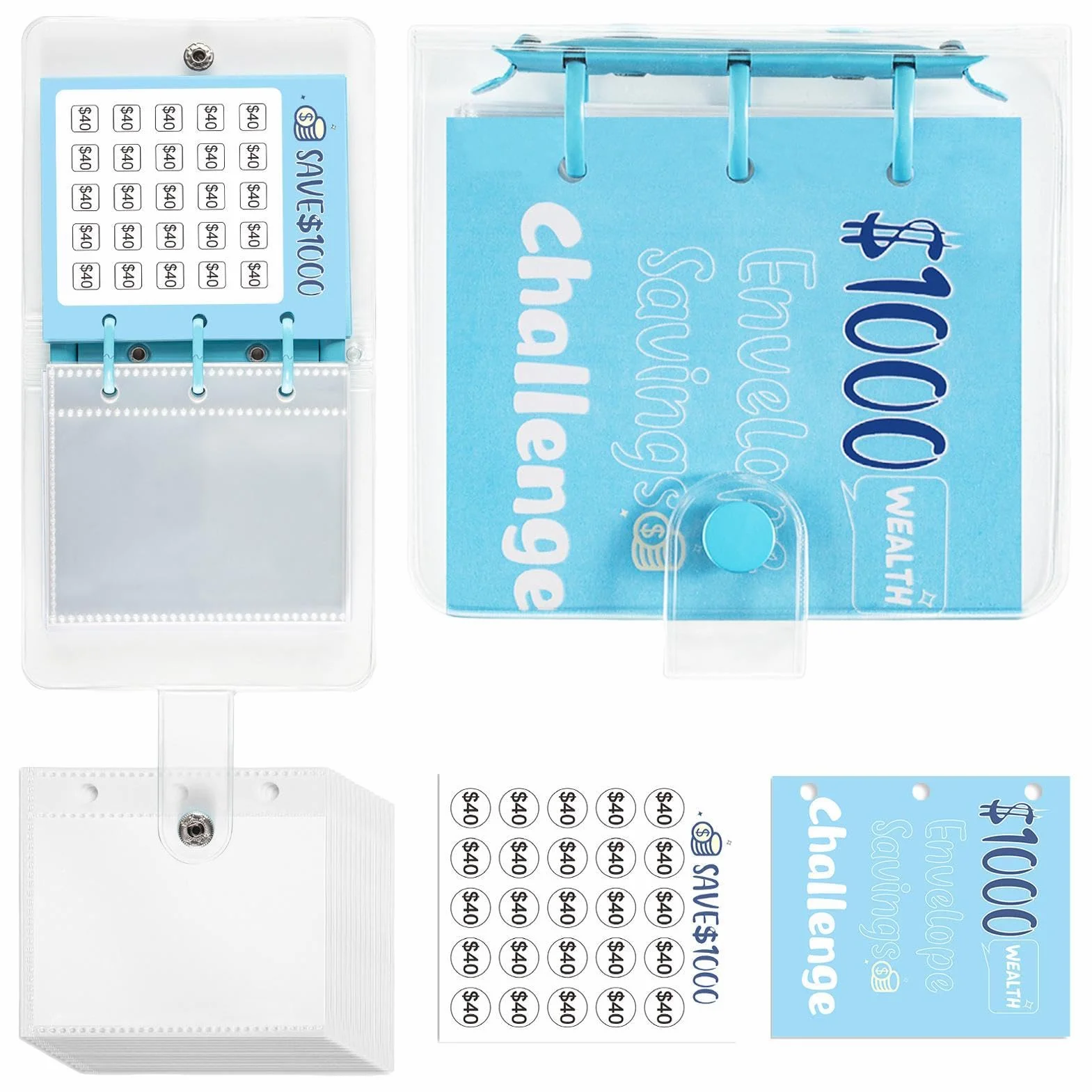 Saving Challenge Book Binder 25 Envelope Portable Family