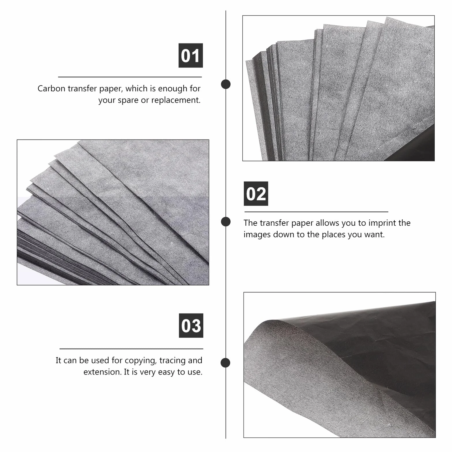 Papier Calque Graphite A4 Transfert Dessin 100 Feuilles, Papier Carbone Tracé Précis