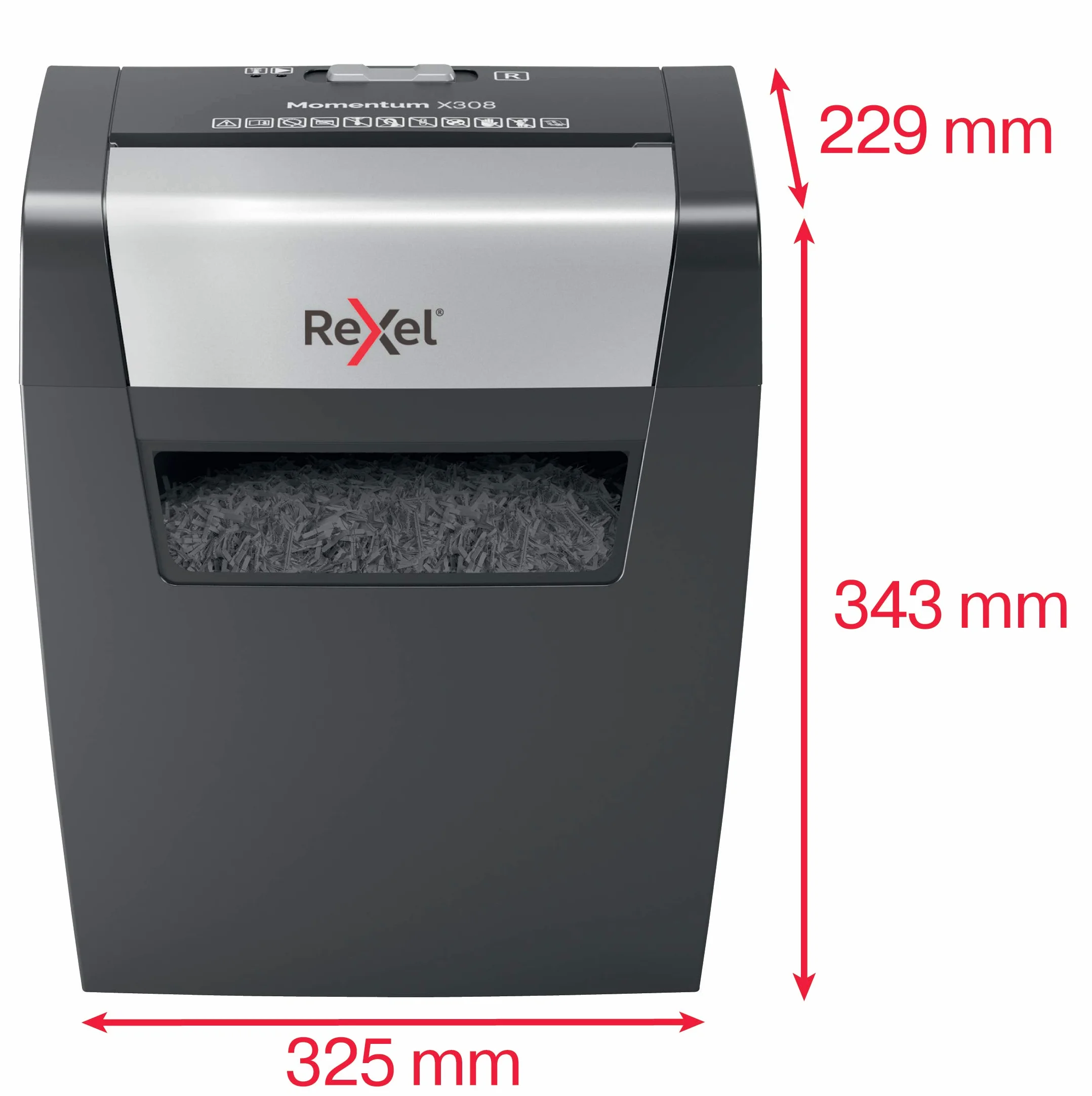 Rexel Momentum X308 Destructeur Coupe Croisée 9-8 Feuilles 15L Noir