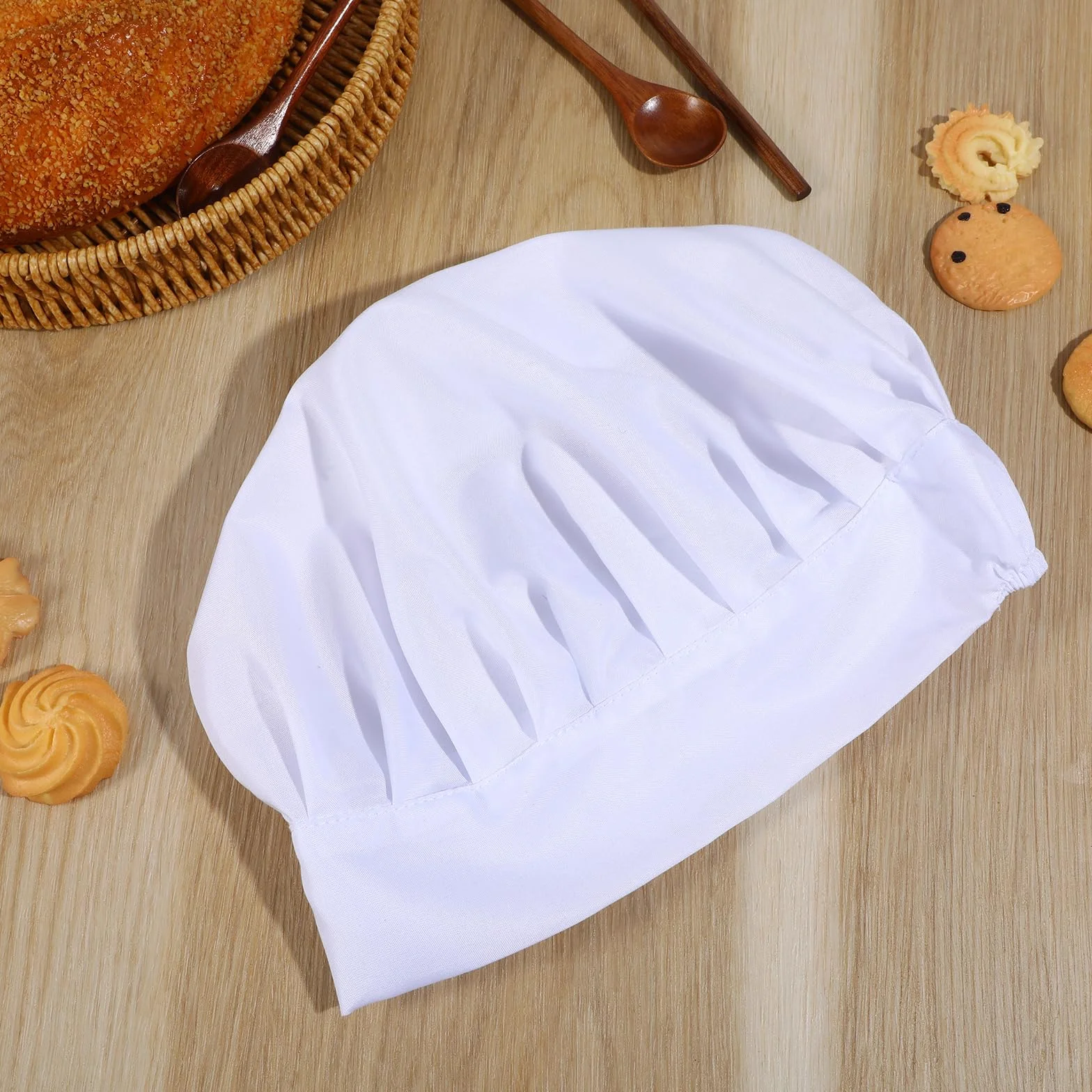 Lot de 2 toques de chef enfants en coton blanc réglables accessoires cuisine