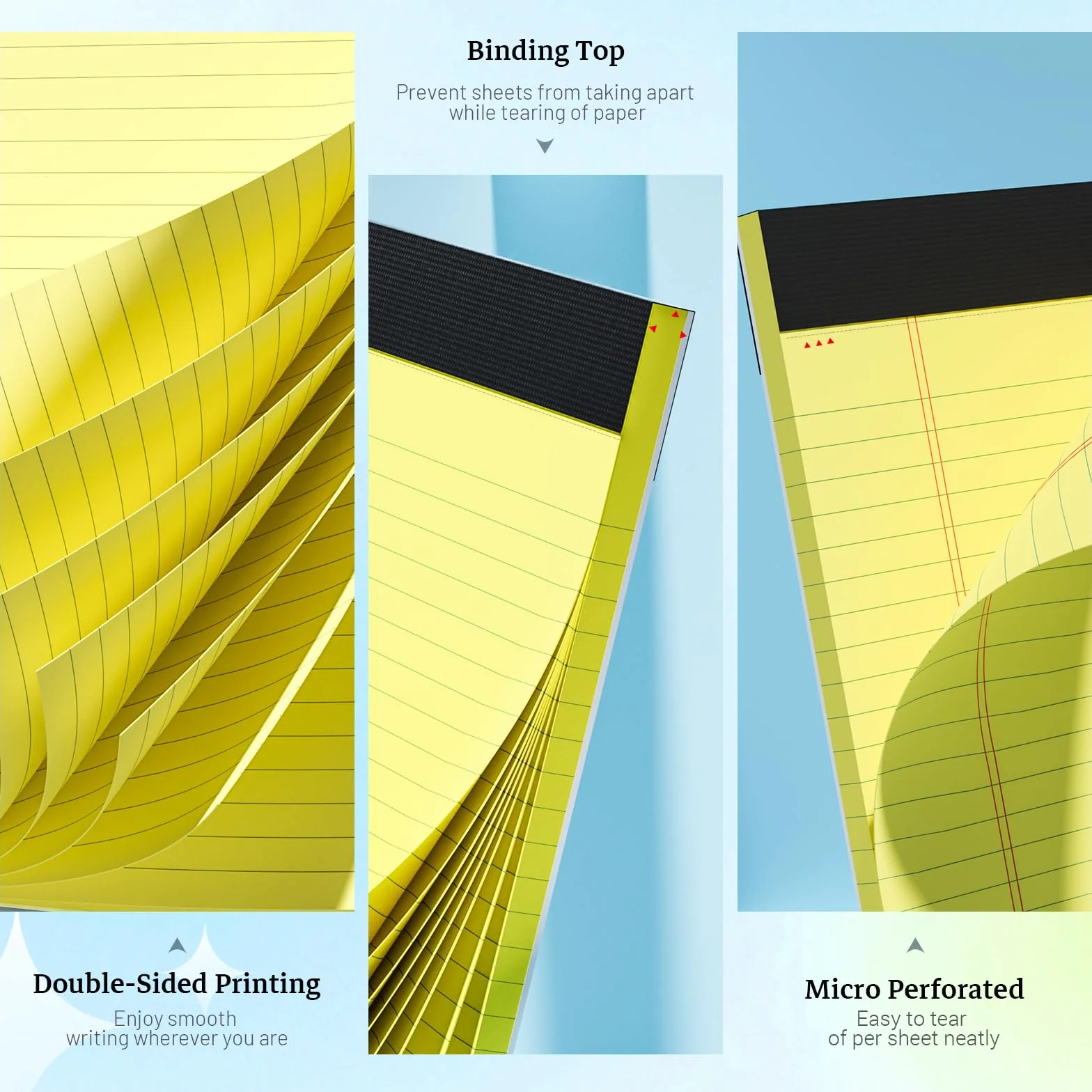 Blocs-notes A4 ligné 30 feuilles double face papier jaune lot de 6