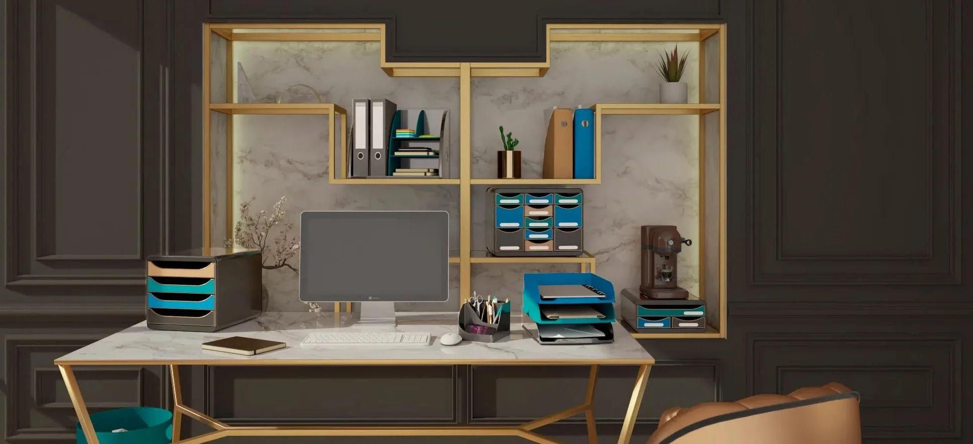 Exacompta Porte-revues MAG-CUBE Néo Déco 26,6x8,2x30,5 cm A4+ Bleu de France